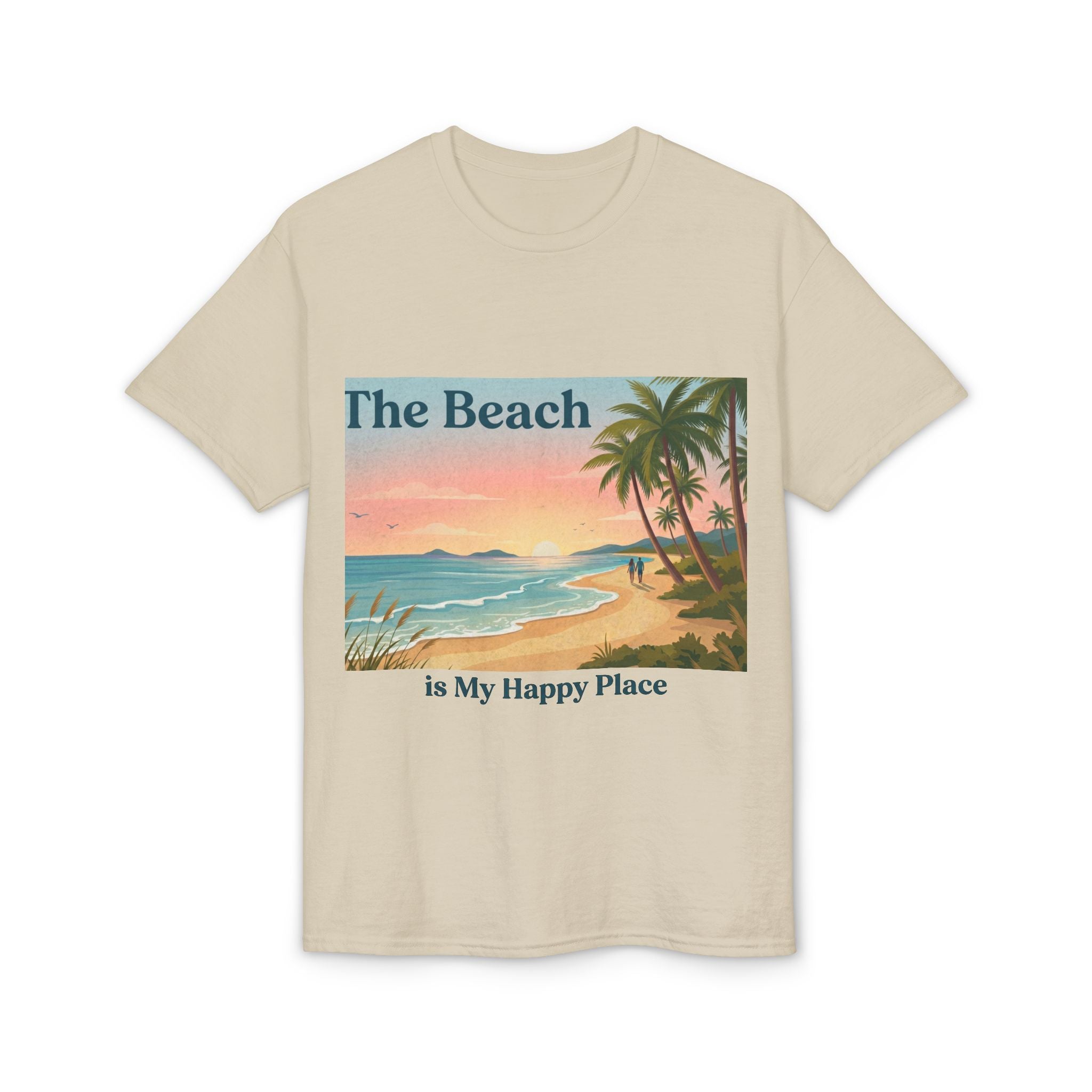 Beach Is My Happy Place T-Shirt — Tropical Sunset Vacation Tee