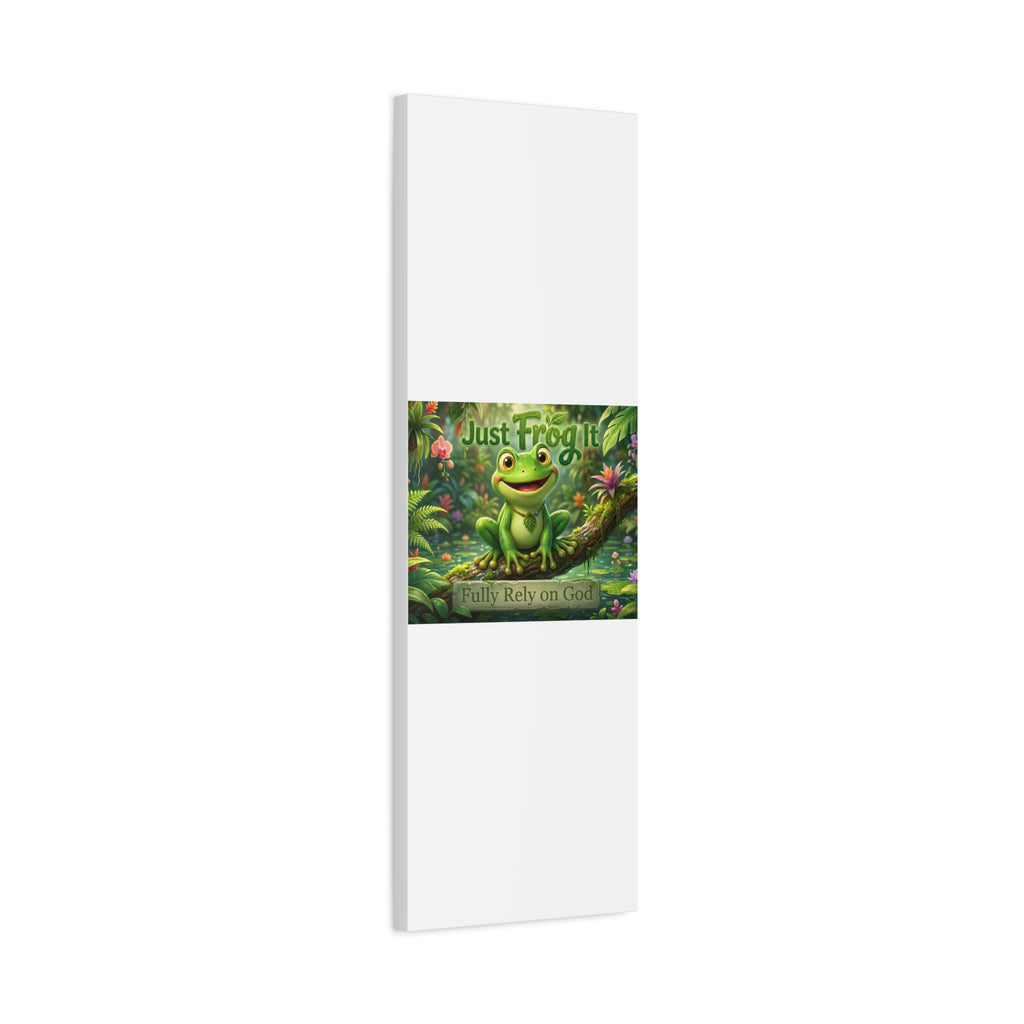 Just Frog It Canvas Wall Art — "Fully Rely on God" Inspirational Frog Print