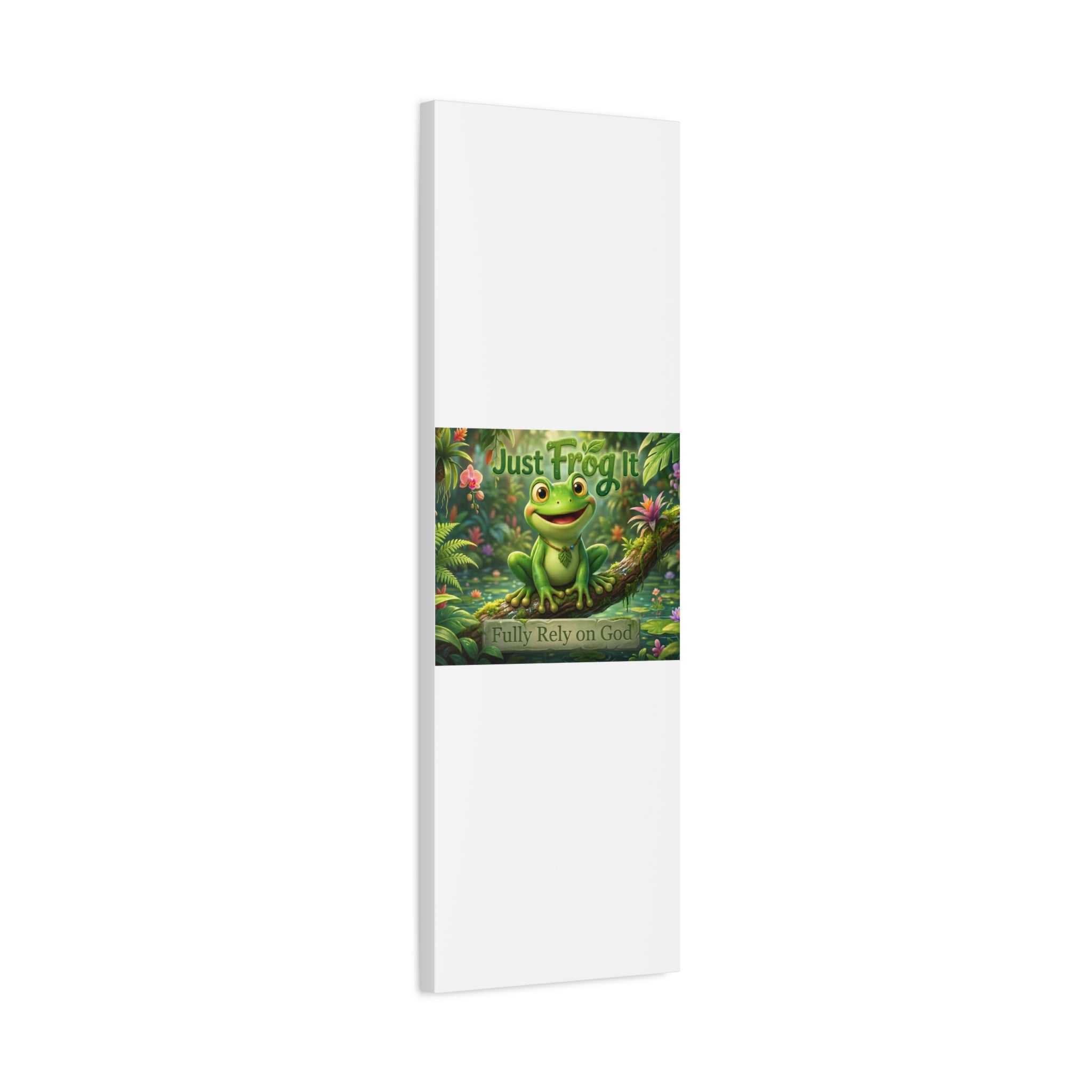 Just Frog It Canvas Wall Art — "Fully Rely on God" Inspirational Frog Print