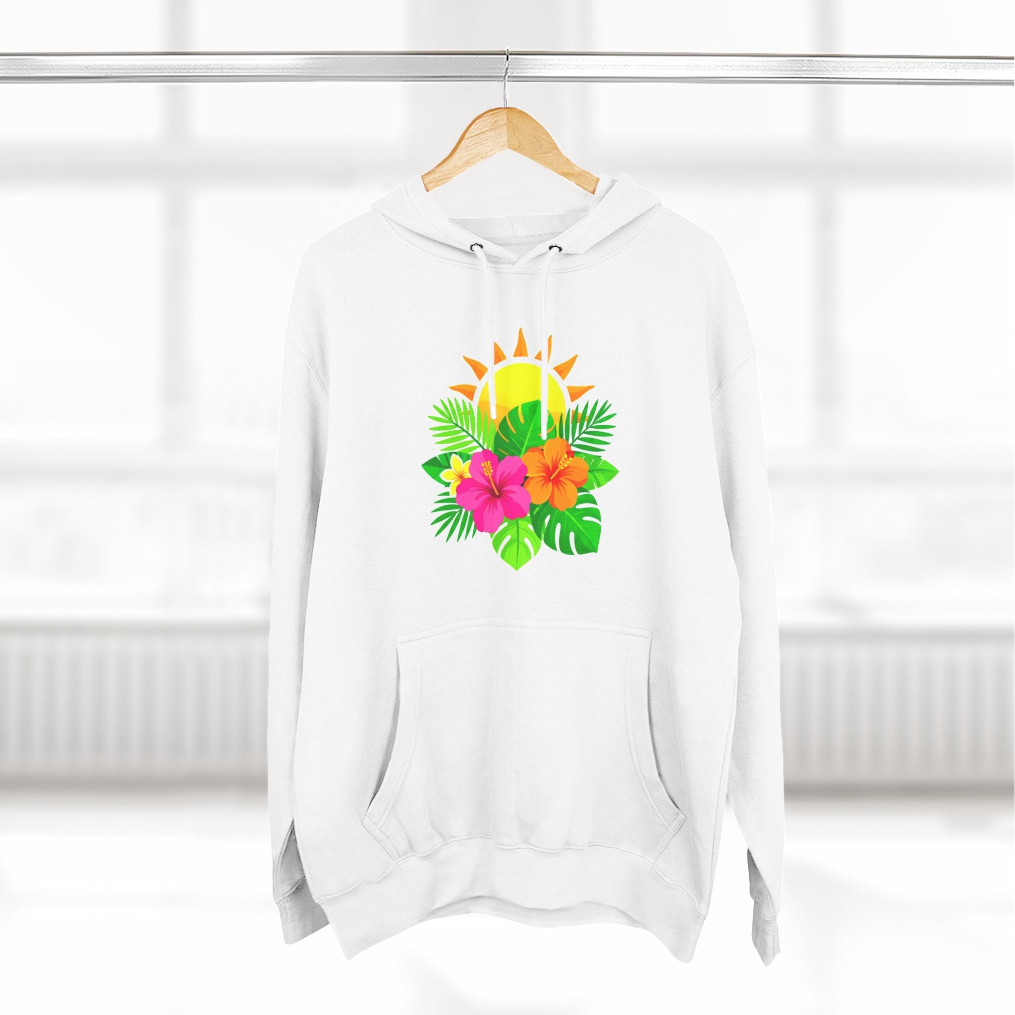 Tropical Hibiscus Hoodie — Sun & Palm Floral Pullover