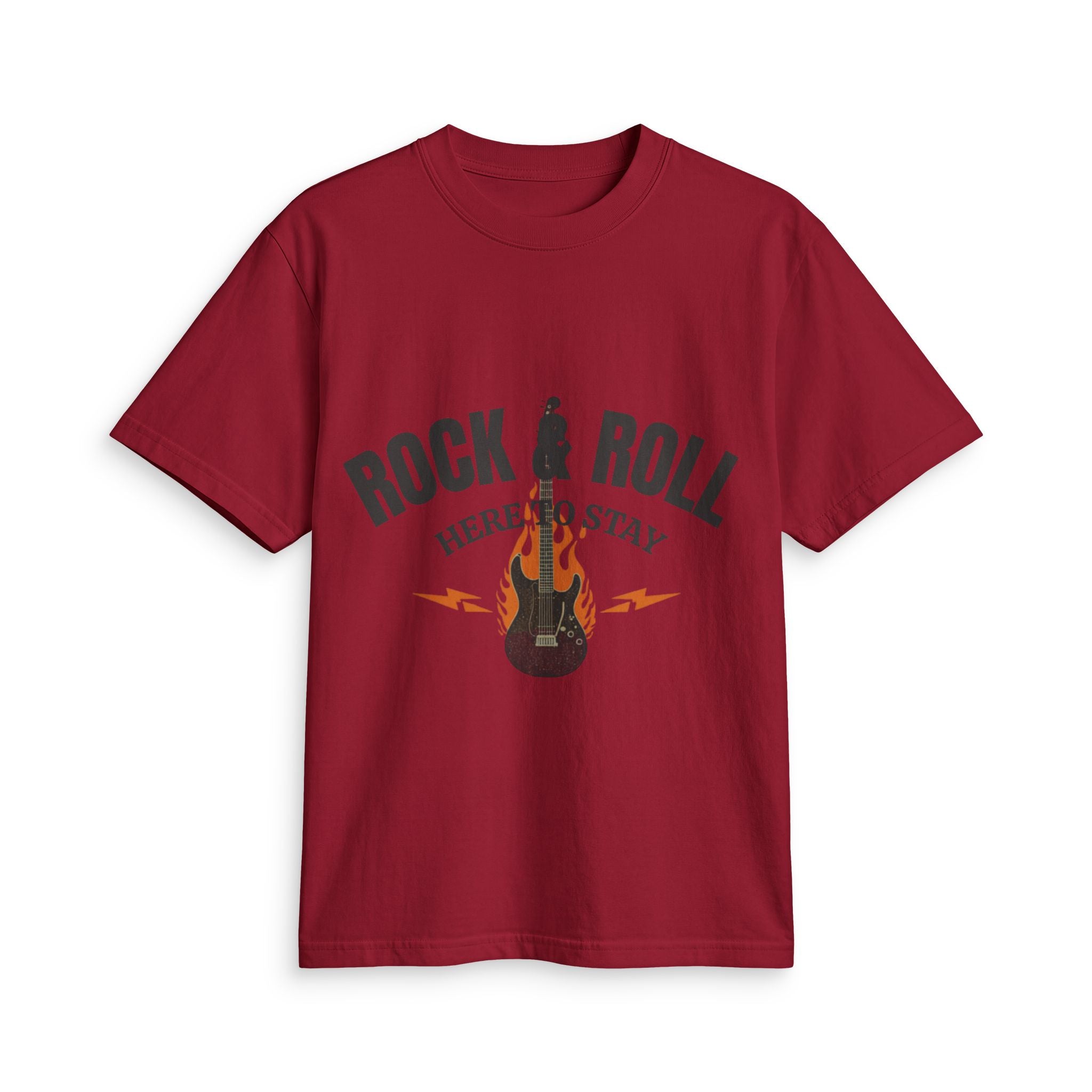 Rock & Roll Guitar Tee — "Rock & Roll Here to Stay" Graphic T-Shirt