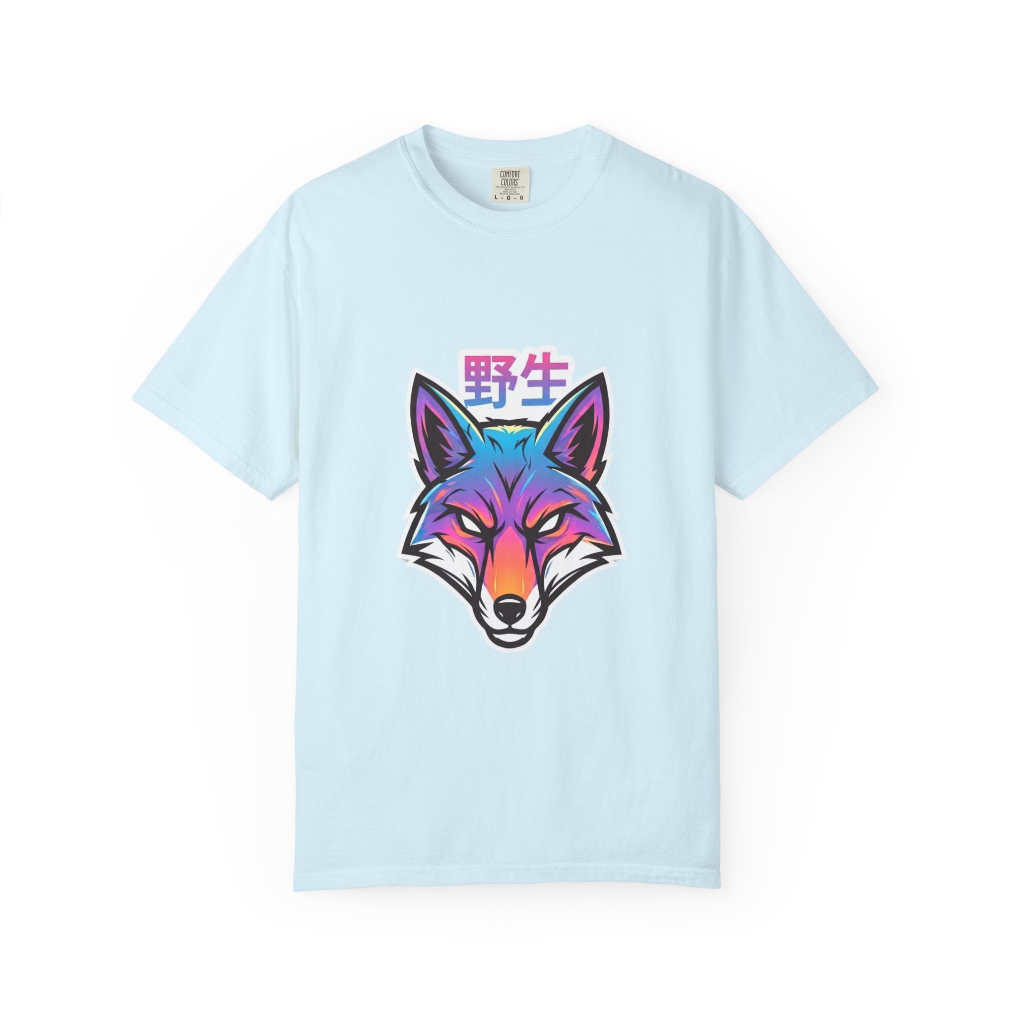 Neon Fox Graphic T-Shirt — Wild (野生) Japanese Kanji Tee