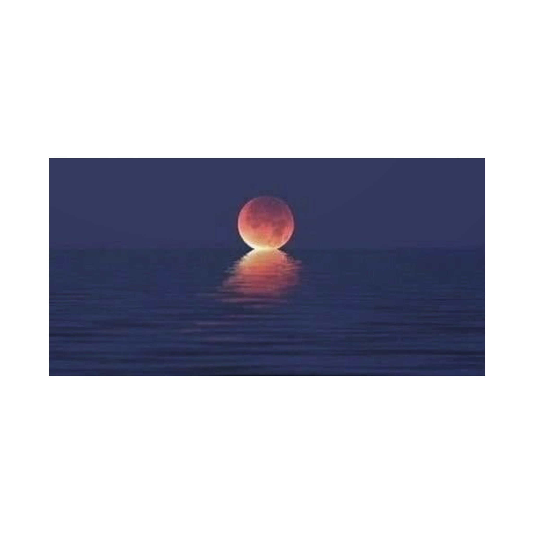 Lunar Reflection Canvas Art — Moonrise Over Calm Sea Stretched Matte Wall Art
