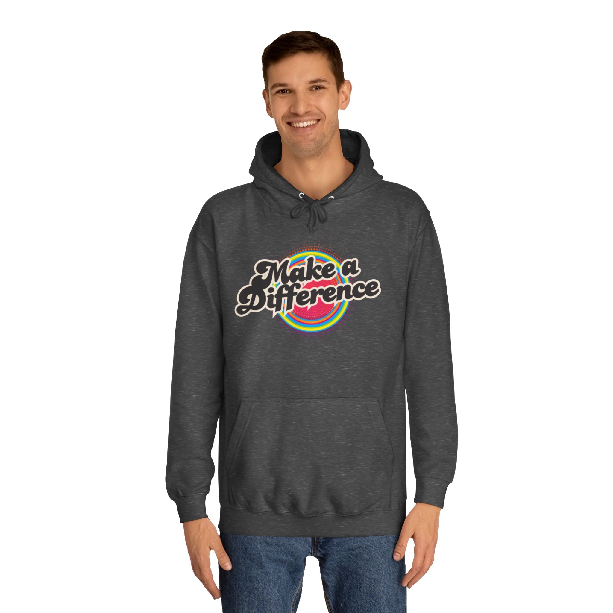 Make a Difference Hoodie — Retro Rainbow Inspirational College Sweatshirt