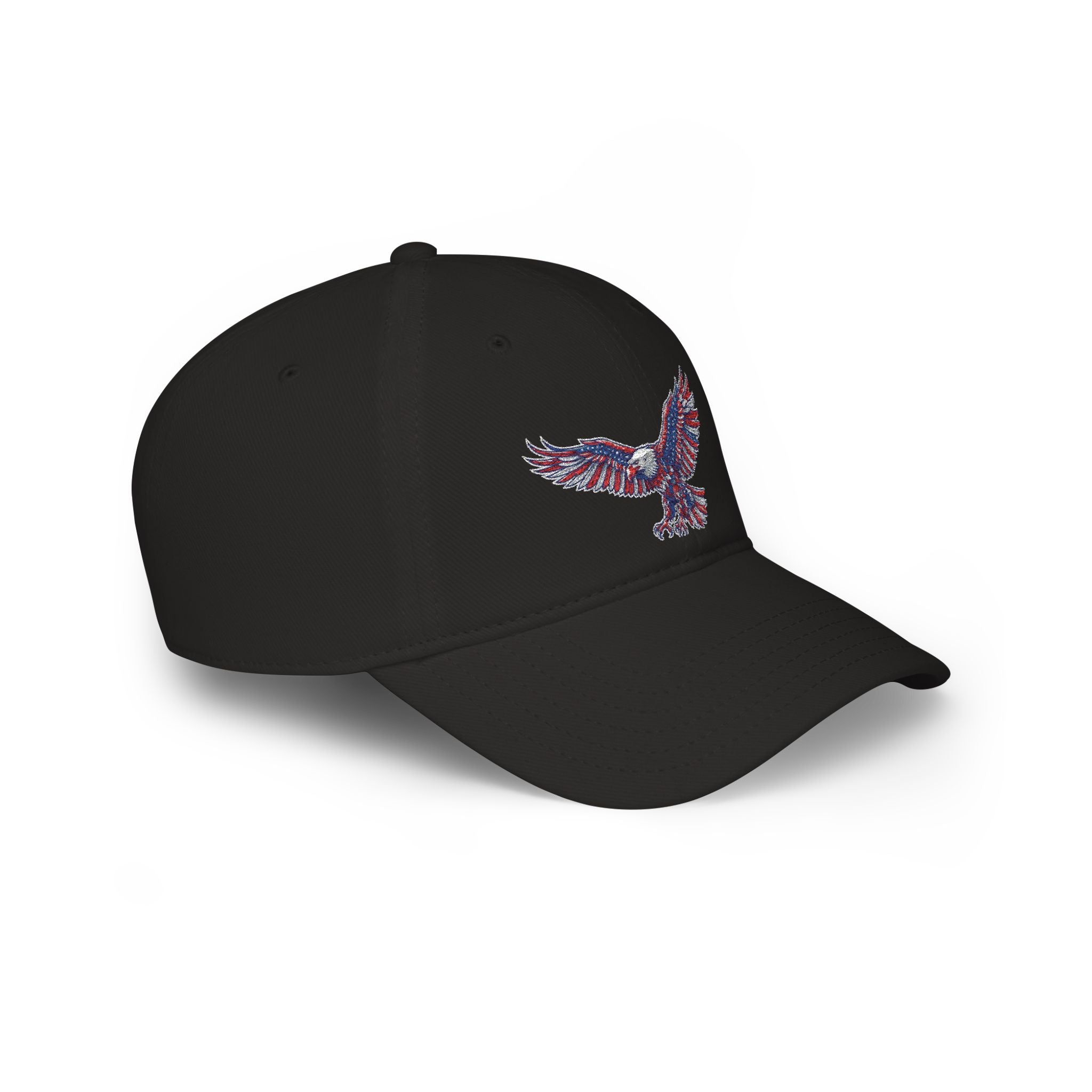 Patriotic Eagle Baseball Cap — American Flag Embroidered Red Low-Profile Hat