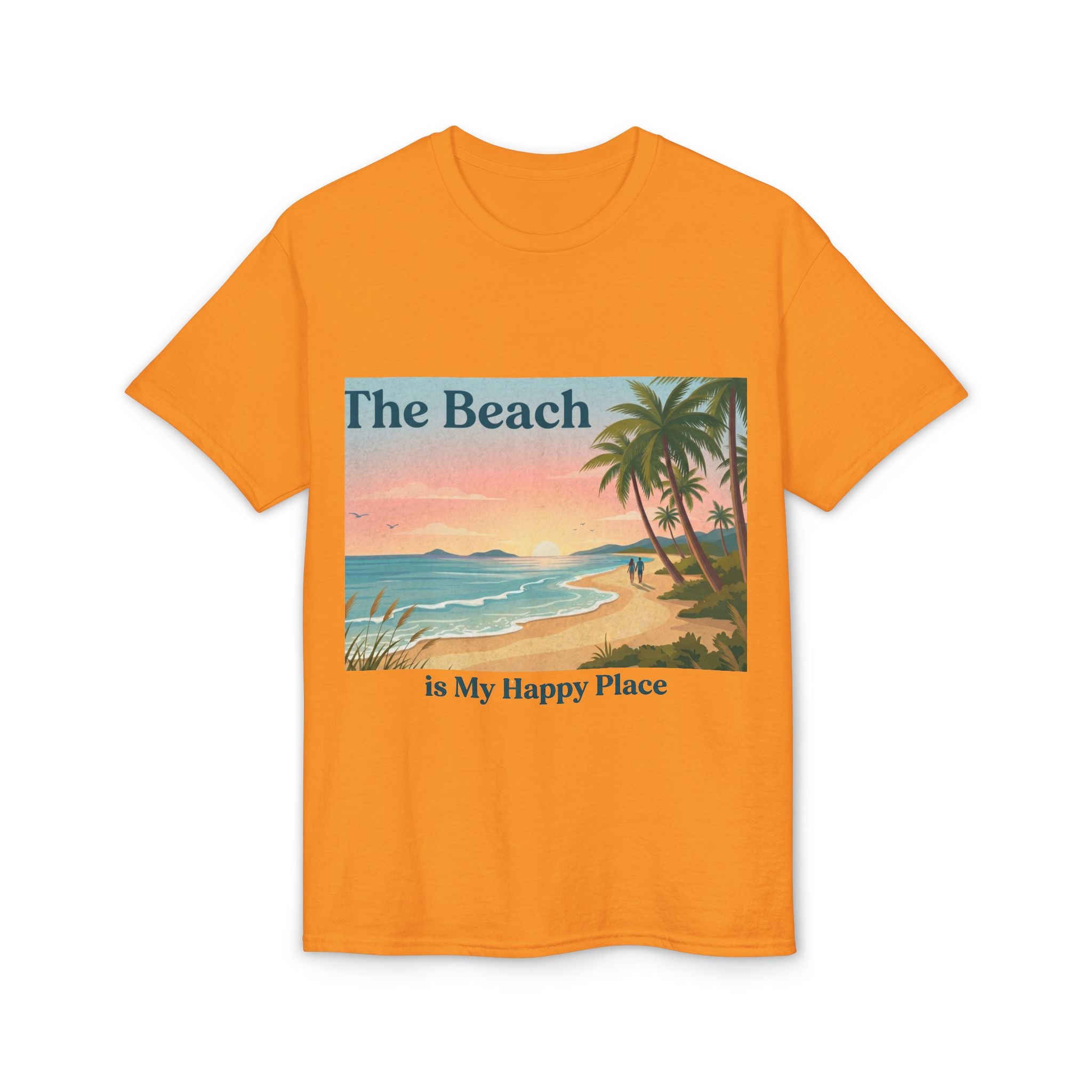 Beach Is My Happy Place T-Shirt — Tropical Sunset Vacation Tee