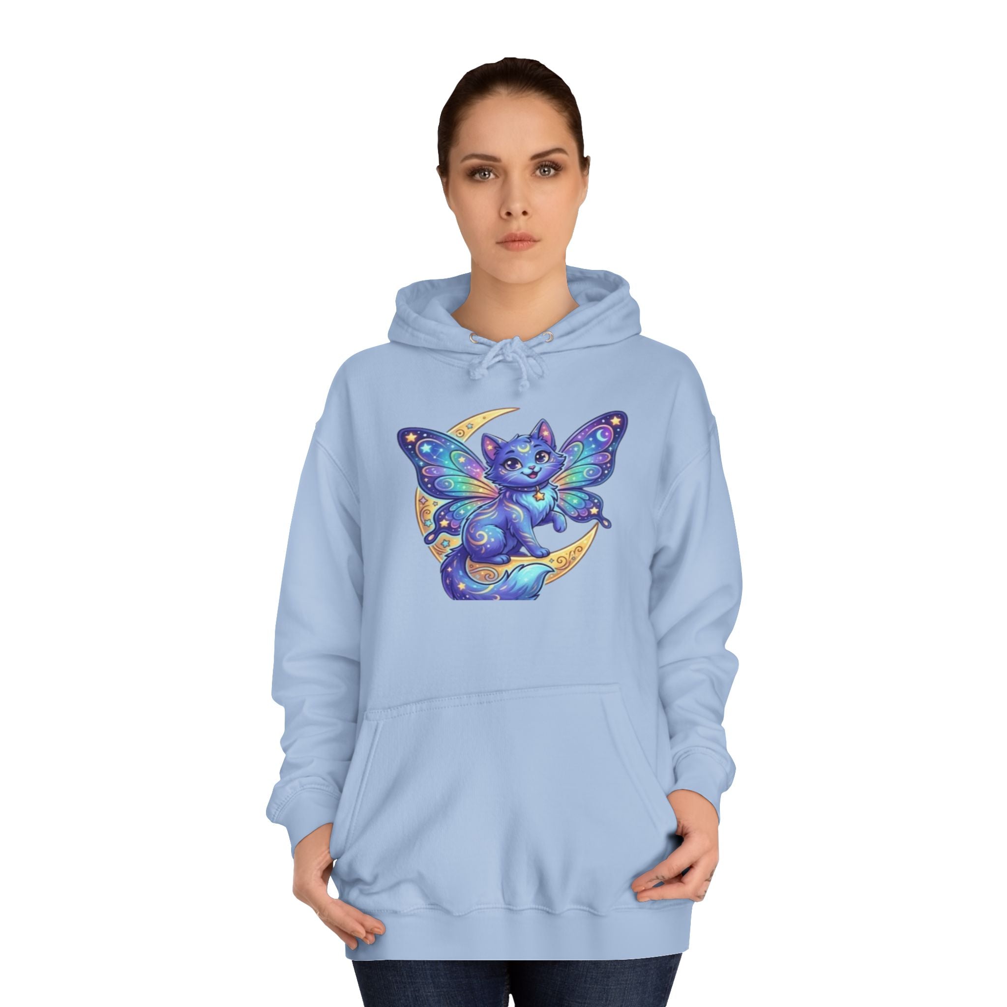 Butterfly Cat Hoodie — Cosmic Purple Kitty Graphic Pullover