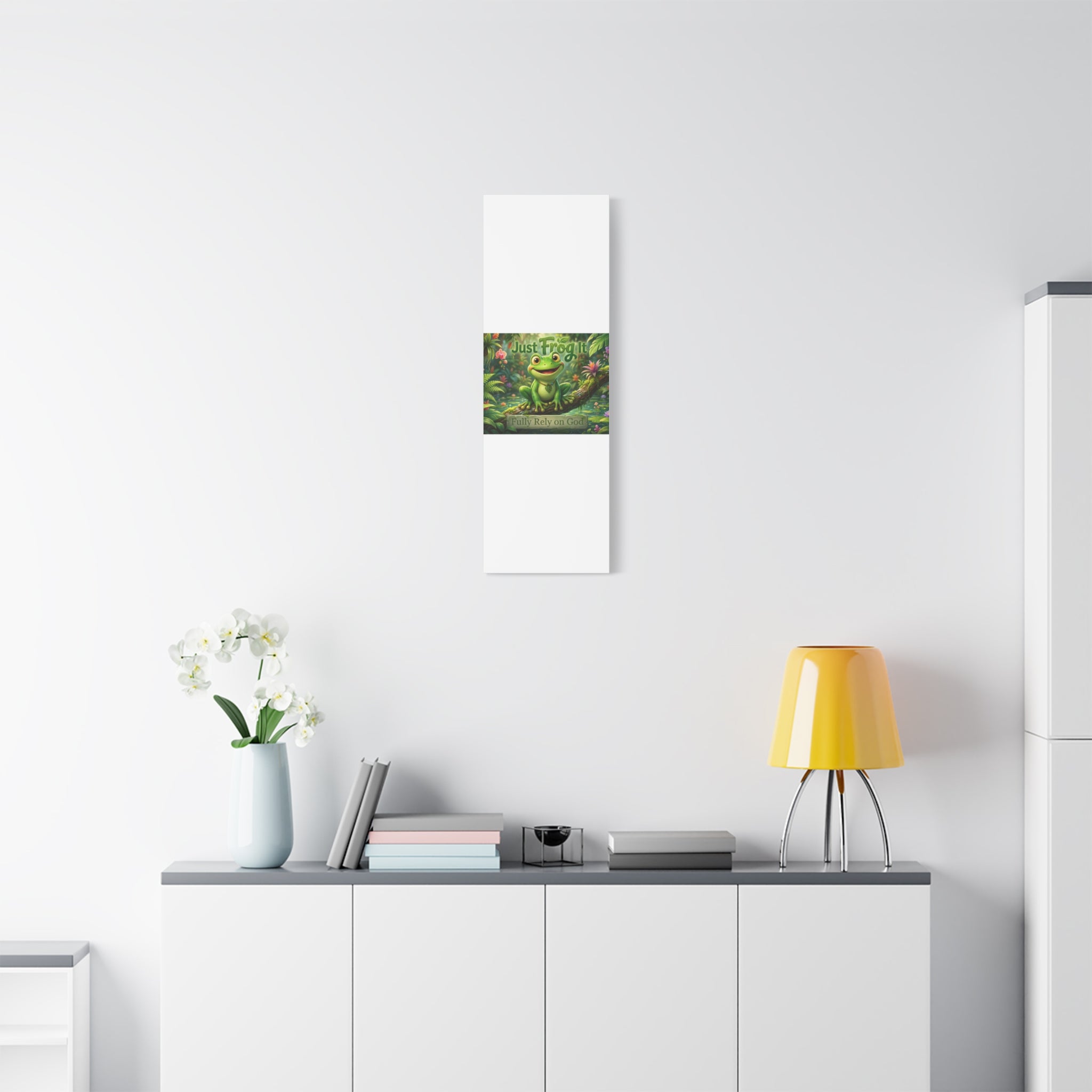 Just Frog It Canvas Wall Art — "Fully Rely on God" Inspirational Frog Print