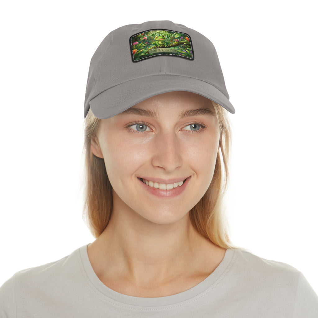 Frog Patch Dad Hat — 'Just Frog It' Leather Patch Baseball Cap