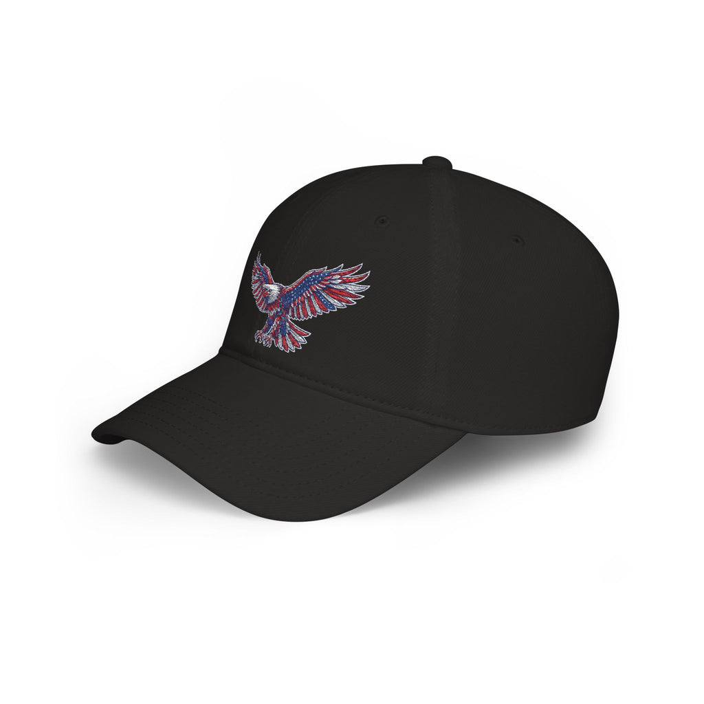 Patriotic Eagle Baseball Cap — American Flag Embroidered Red Low-Profile Hat