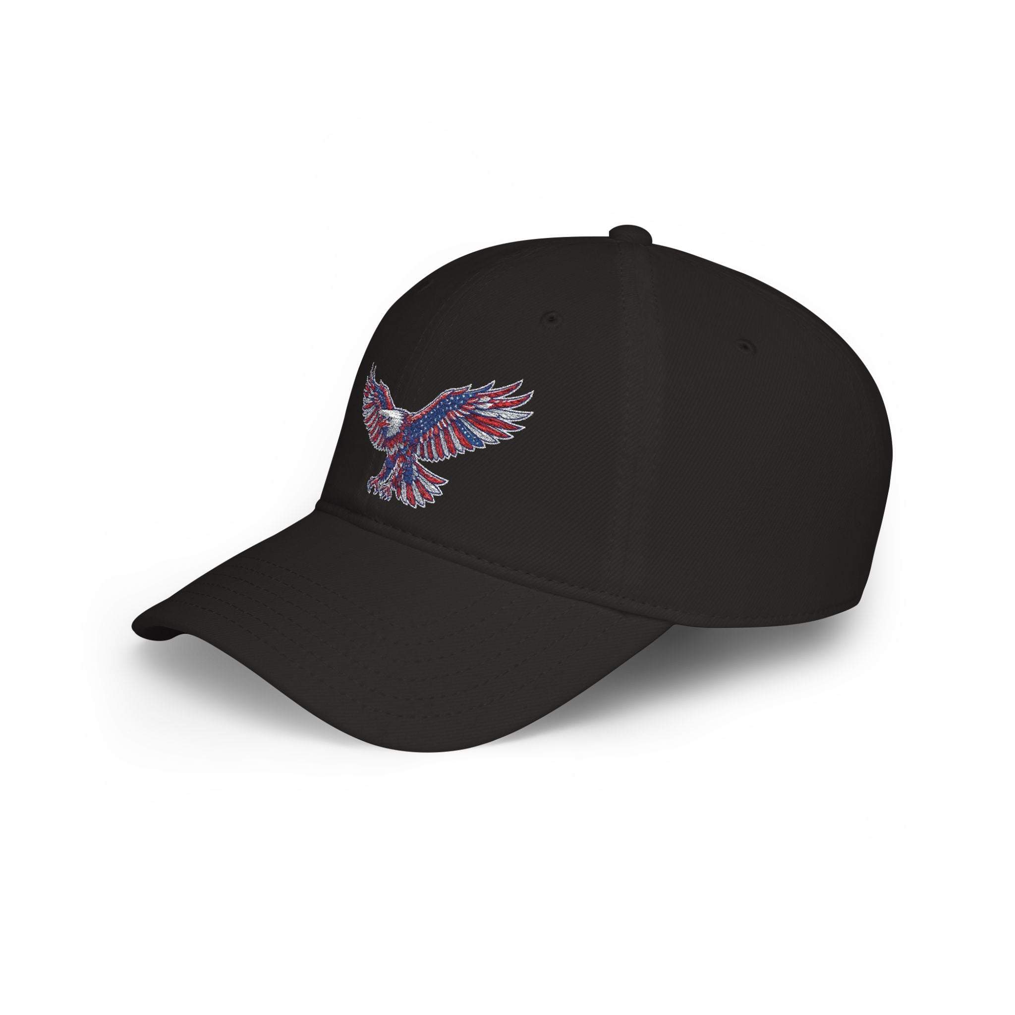 Patriotic Eagle Baseball Cap — American Flag Embroidered Red Low-Profile Hat