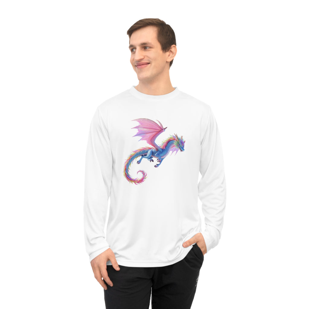Pastel Dragon Performance Long Sleeve Shirt — Fantasy Cute Winged Dragon Tee