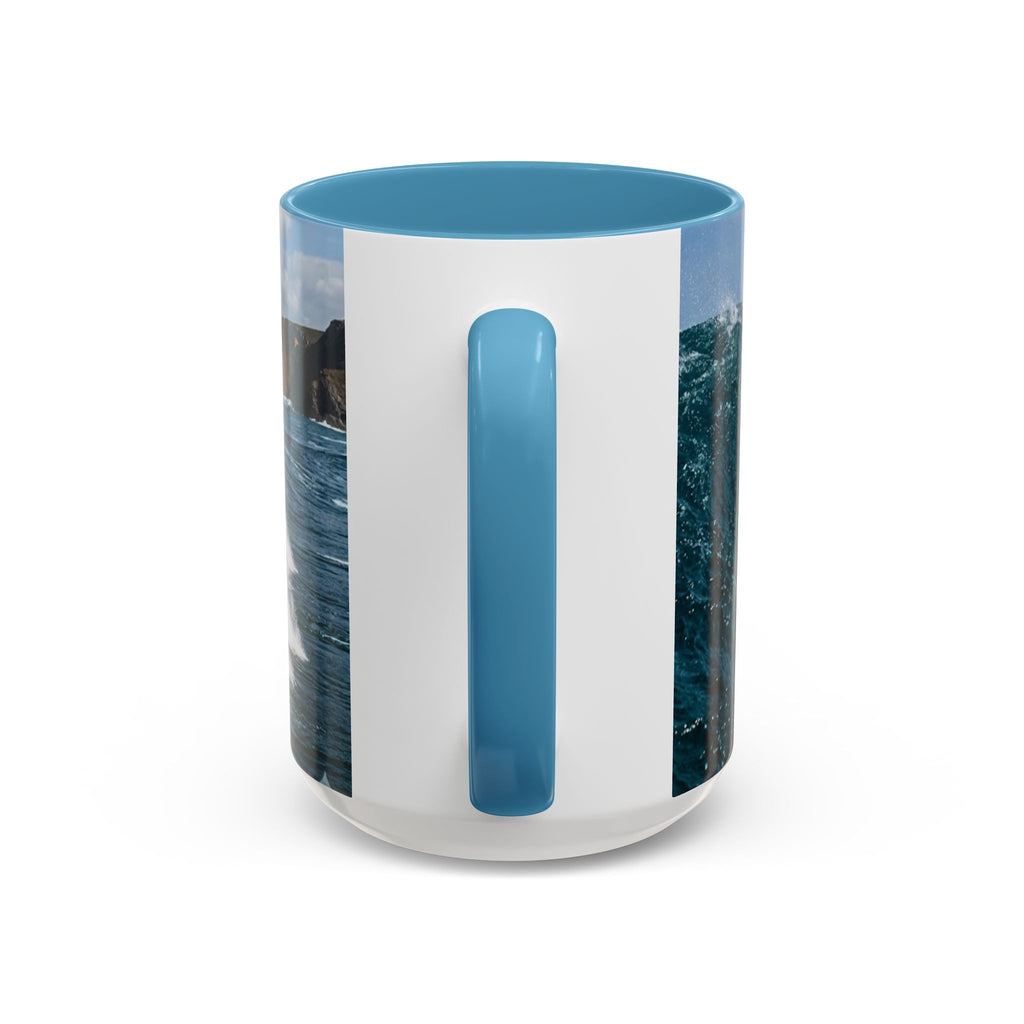 Surfing Wave Accent Coffee Mug — Ocean Beach Surfboard Photo 11/15oz