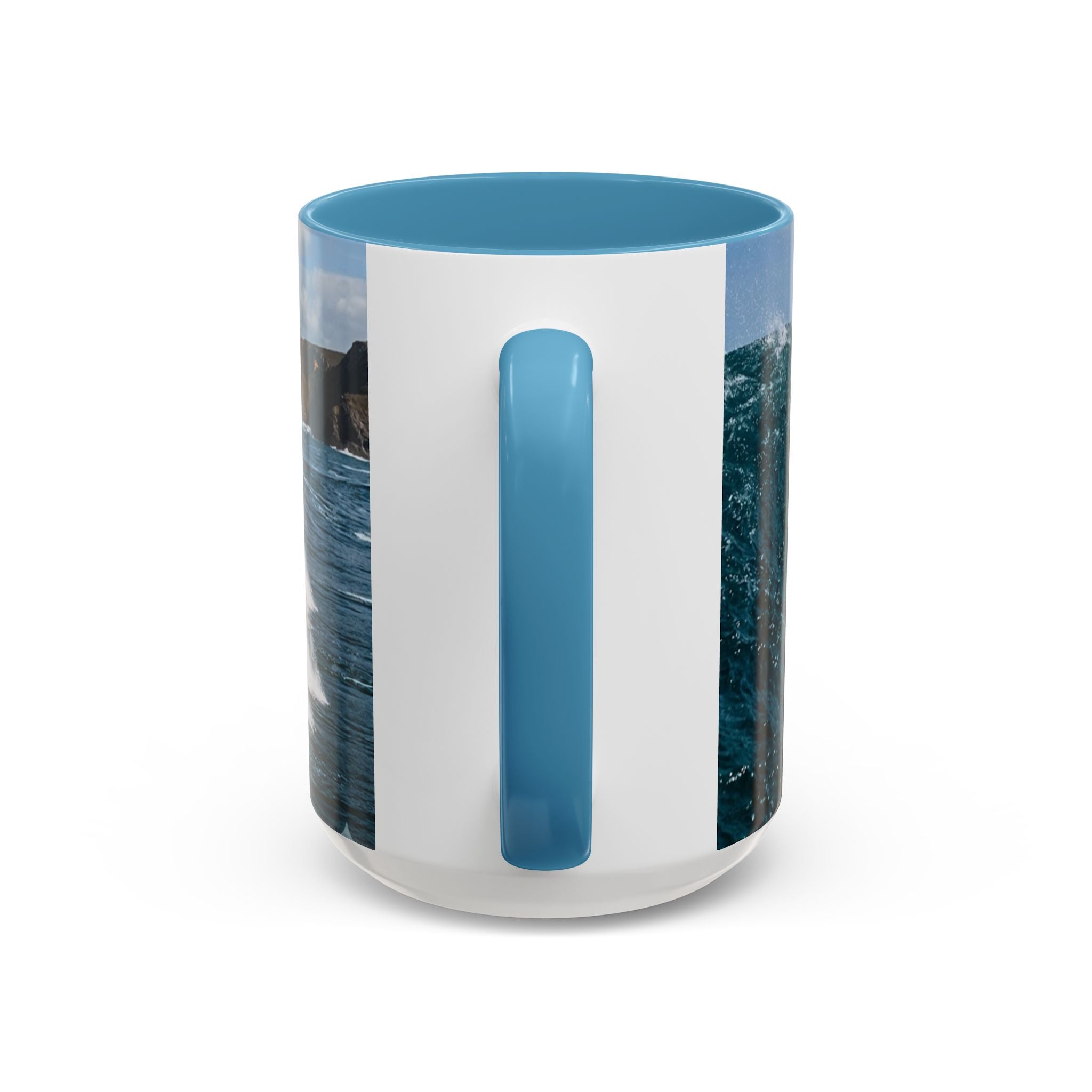 Surfing Wave Accent Coffee Mug — Ocean Beach Surfboard Photo 11/15oz