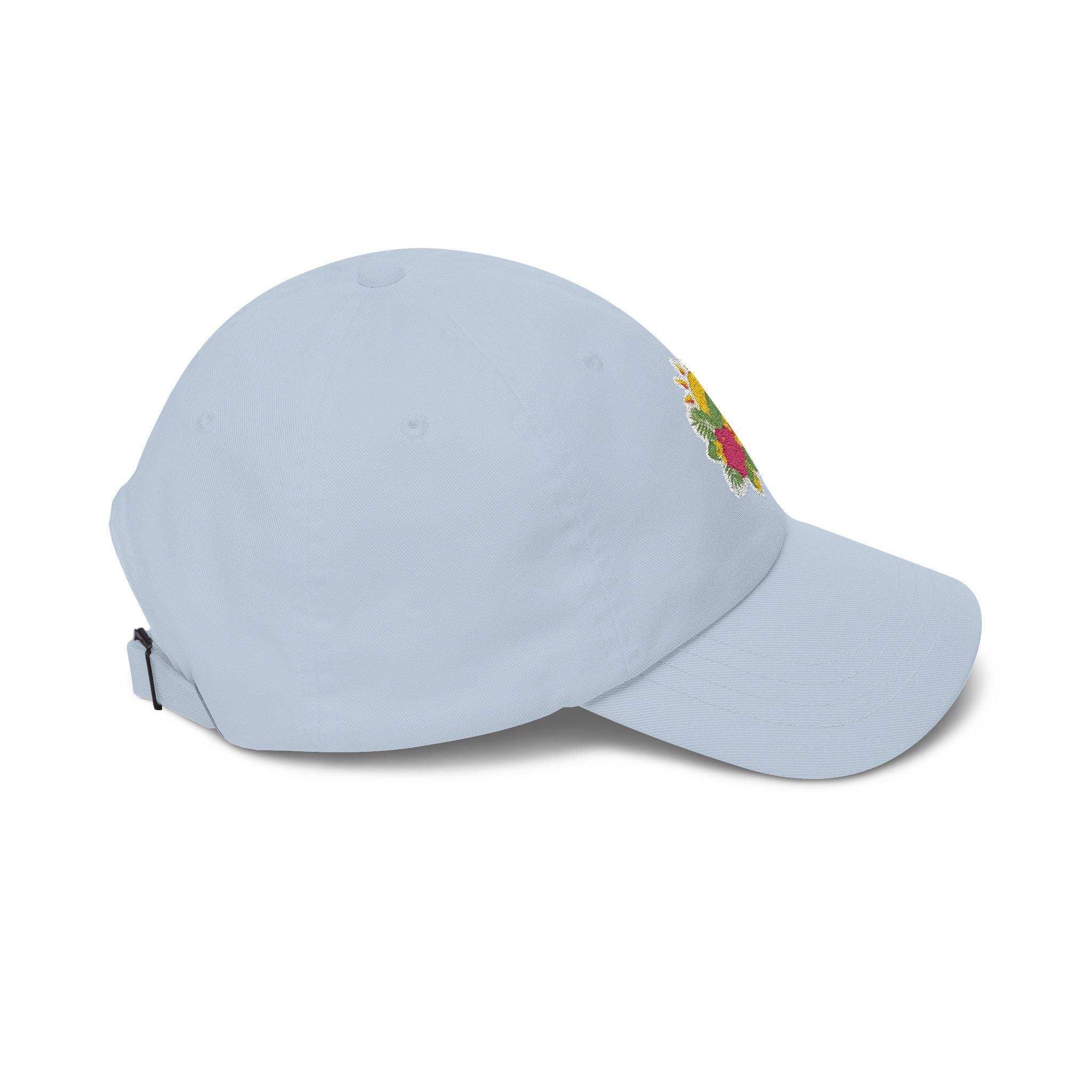 Floral Sunburst Dad Cap — Embroidered Sun & Hibiscus Baseball Hat