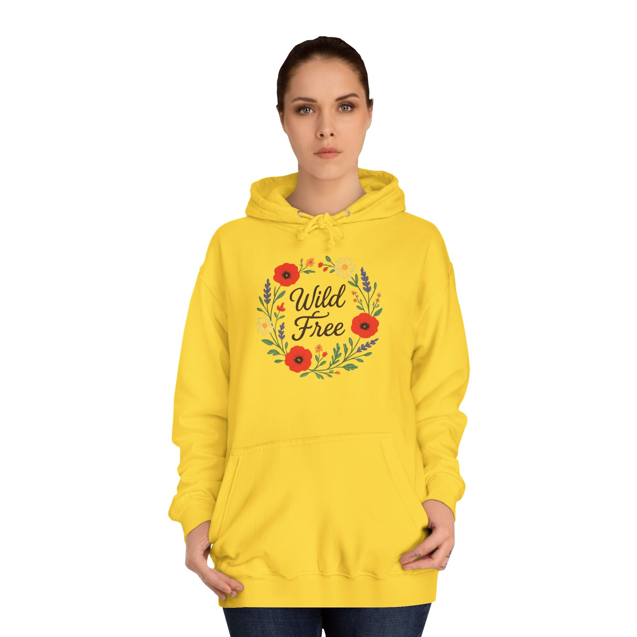 Wild & Free Floral Hoodie — Women's Boho Inspirational Sweatshirt