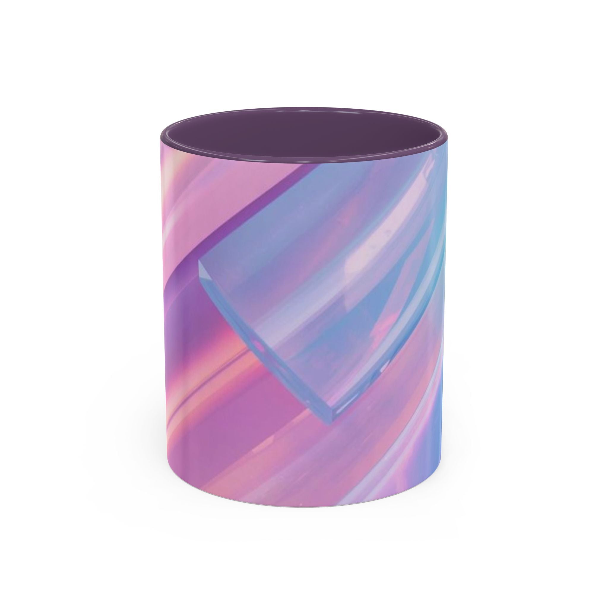 Pastel Swirl Accent Coffee Mug — Iridescent Pink & Blue 11/15oz