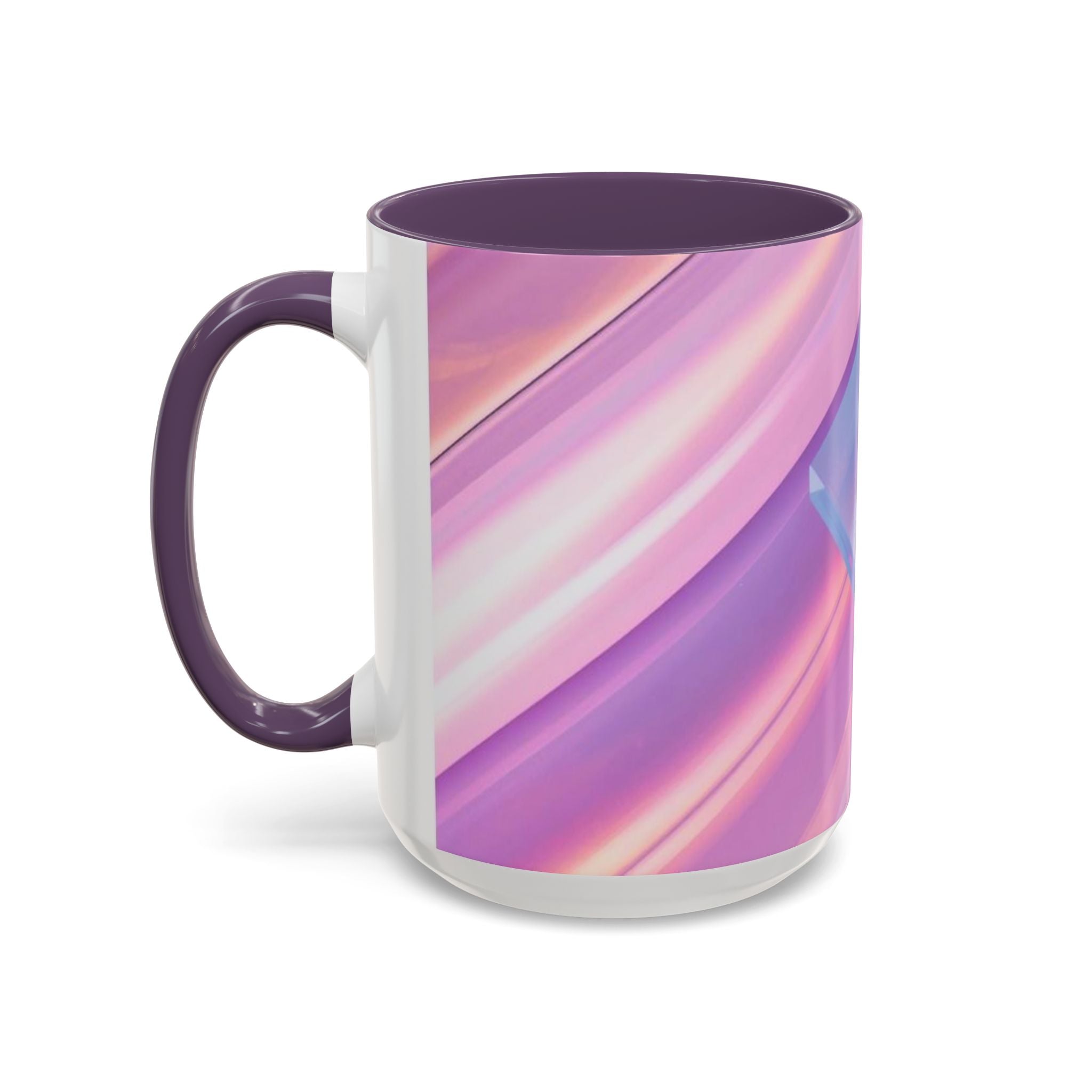 Pastel Swirl Accent Coffee Mug — Iridescent Pink & Blue 11/15oz