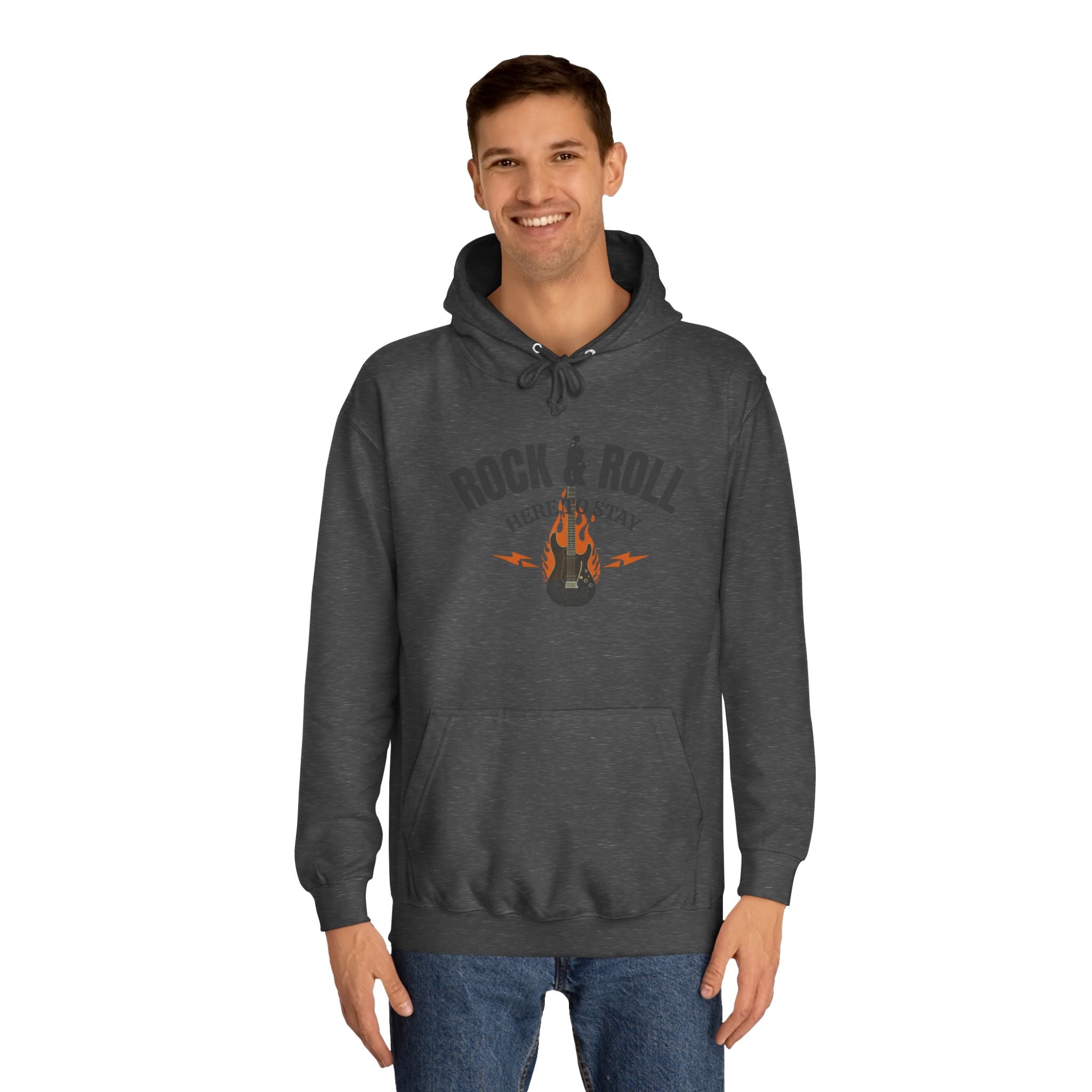 Rock & Roll Flame Guitar Hoodie — Vintage Music College Sweatshirt