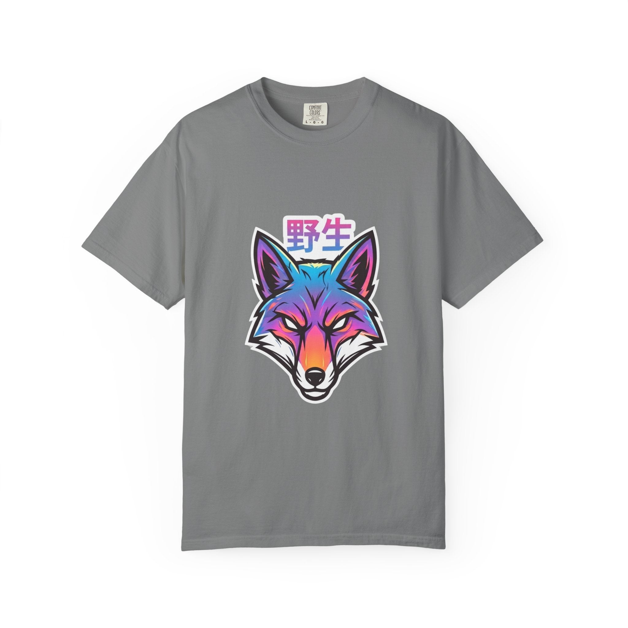 Neon Fox Graphic T-Shirt — Wild (野生) Japanese Kanji Tee