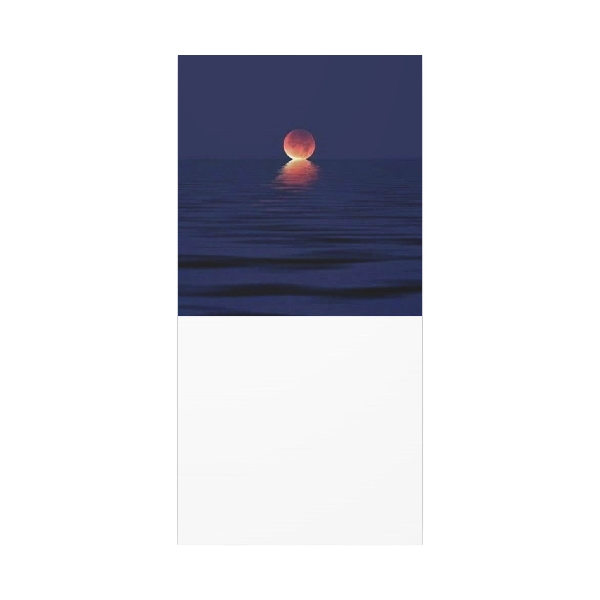 Lunar Reflection Canvas Art — Moonrise Over Calm Sea Stretched Matte Wall Art