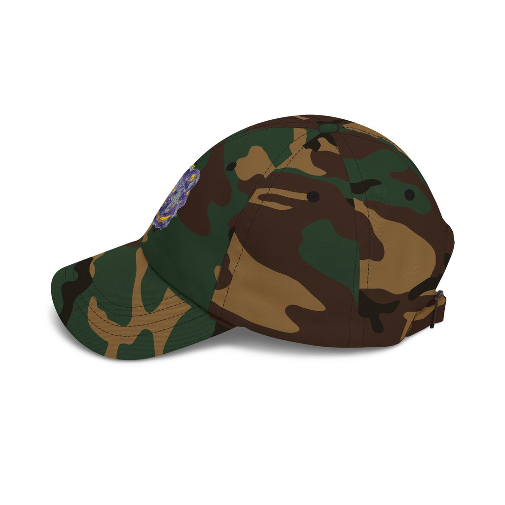Dad Cap — Embroidered Purple & Gold Abstract Patch