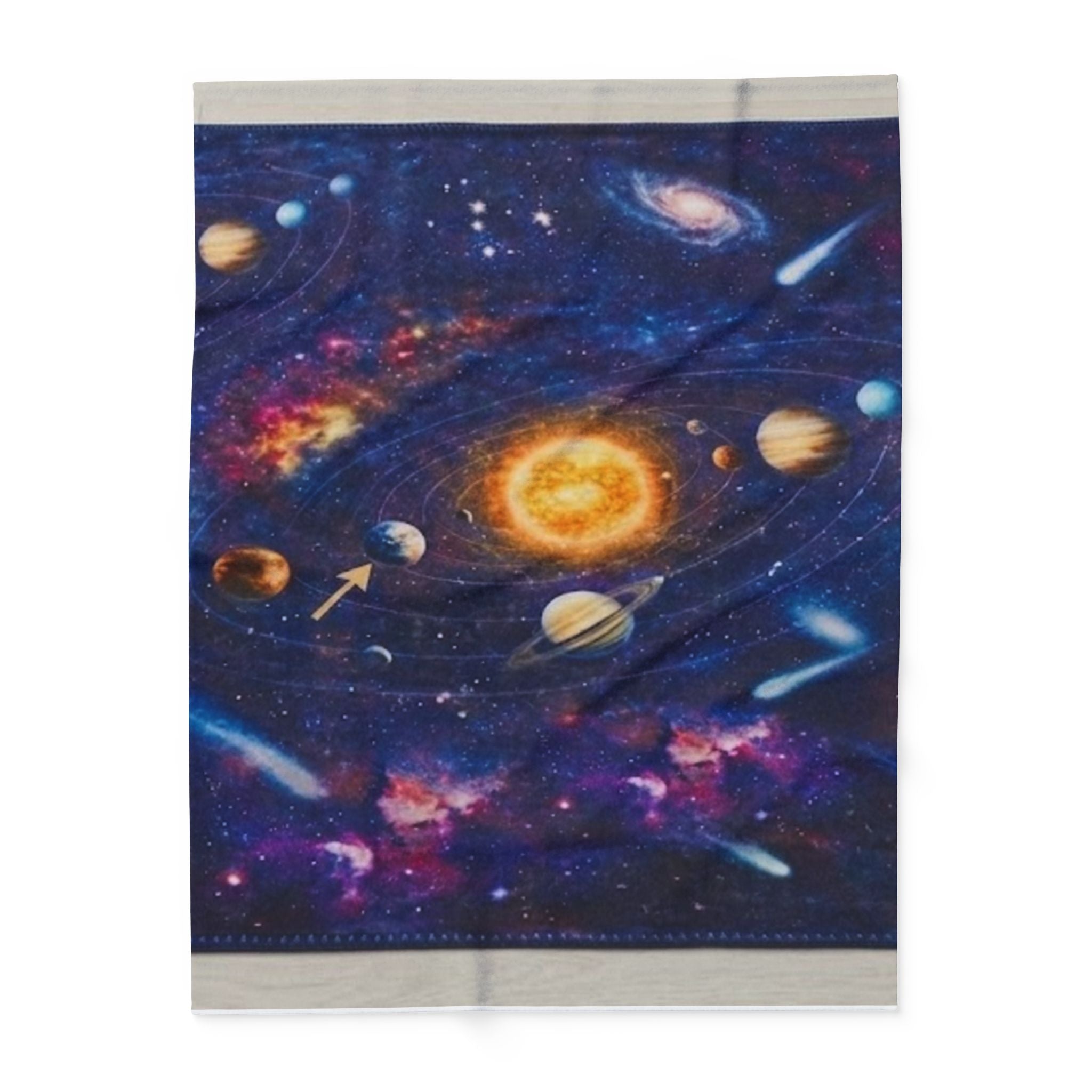 Solar System Galaxy Fleece Blanket — Space Planets & Comets Throw