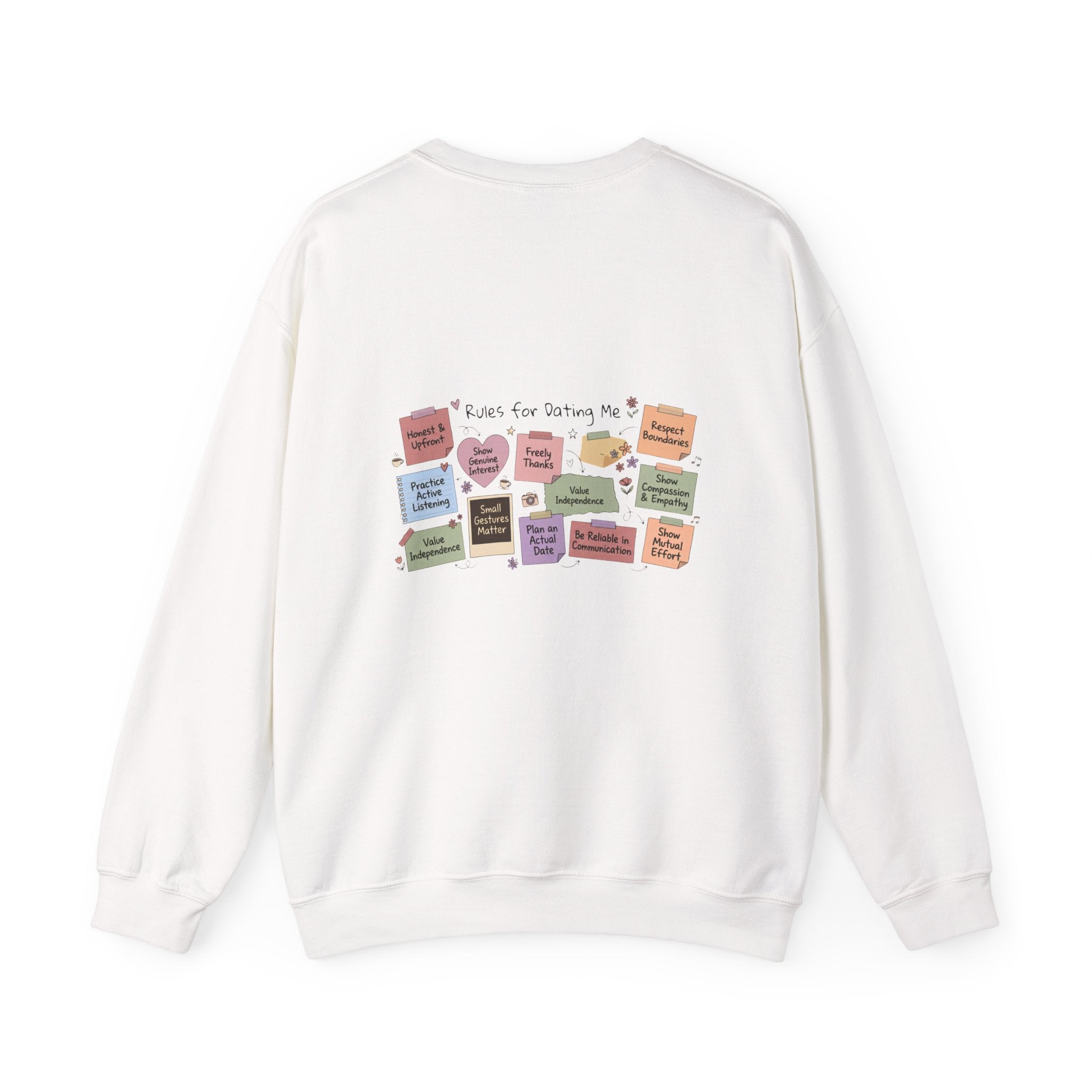 Crewneck Sweatshirt — Back Graphic Positive Notes Design ("A Place For Everyone Here")