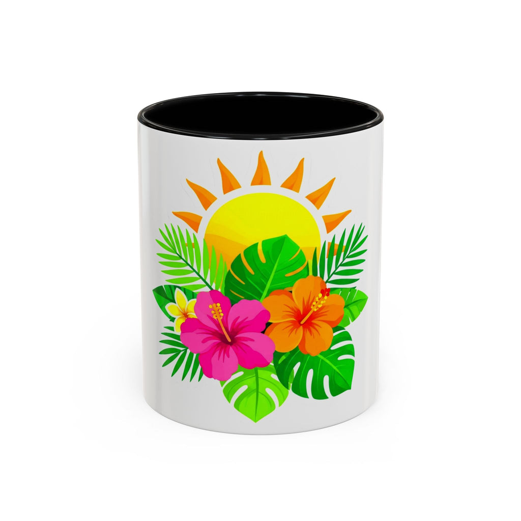 Tropical Sunrise Coffee Mug — Hibiscus Floral Travel Coffee Cup (11/15oz)