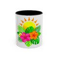 Tropical Sunrise Coffee Mug — Hibiscus Floral Travel Coffee Cup (11/15oz)