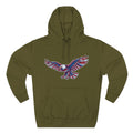Eagle Flight Hoodie — Patriotic Red & Blue Soaring Eagle Graphic