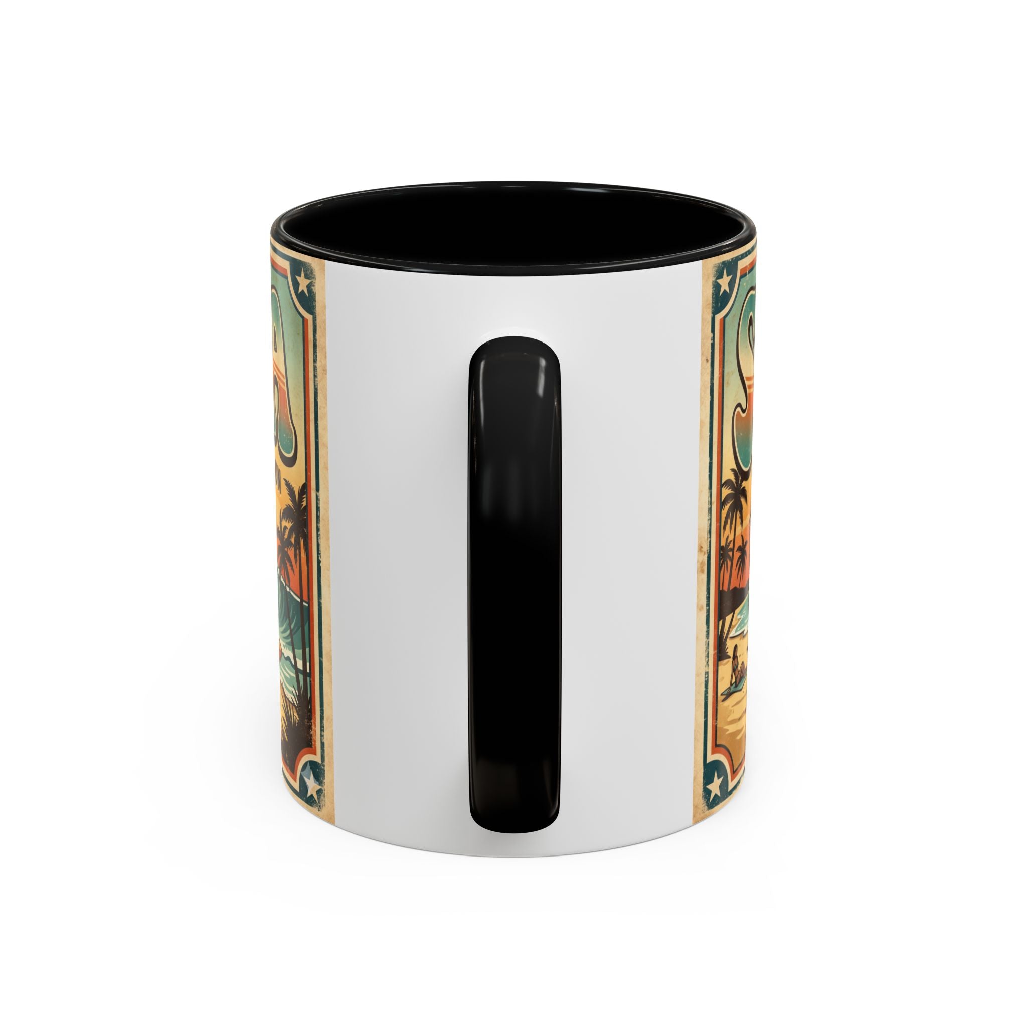 Surfing USA Coffee Mug — Retro Beach Vintage Surfboard Sunset Design