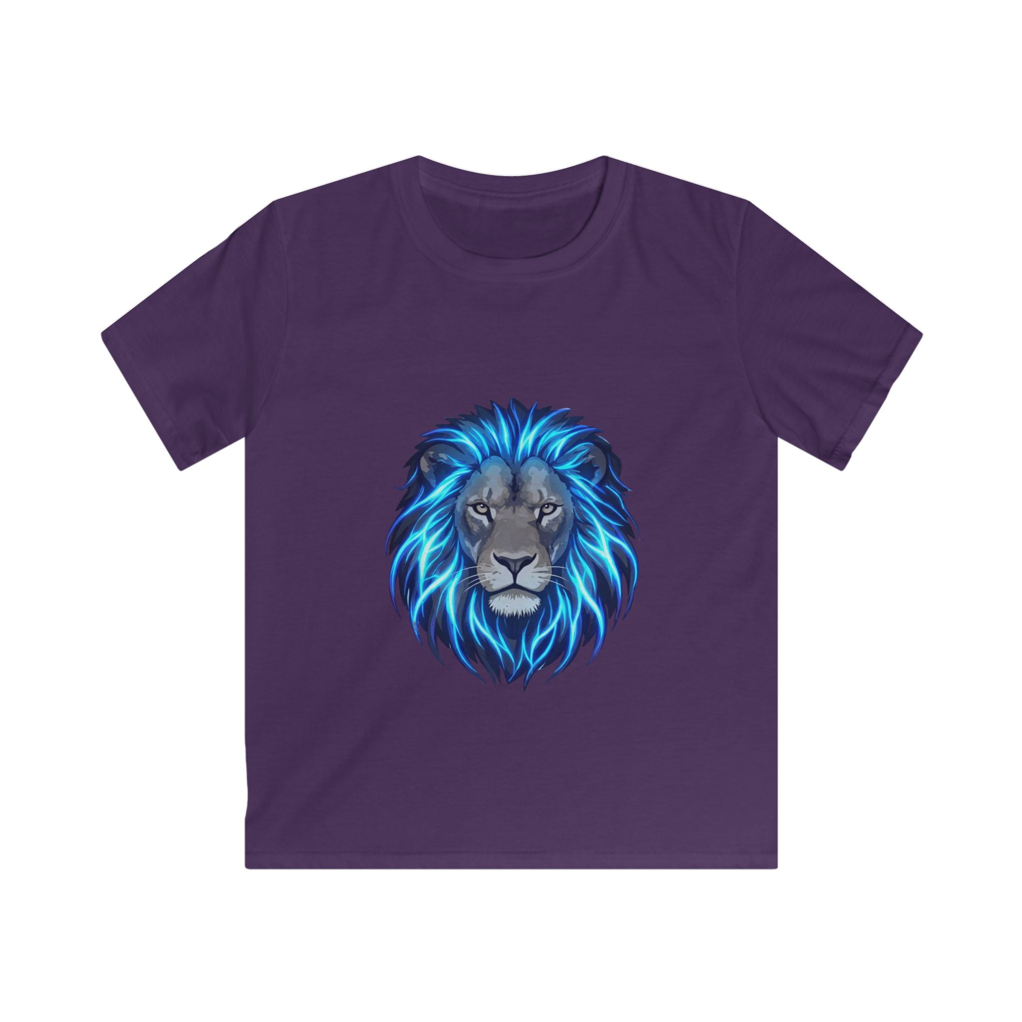 Kids Lion T‑Shirt — Blue Neon Mane Graphic Tee for Boys & Girls