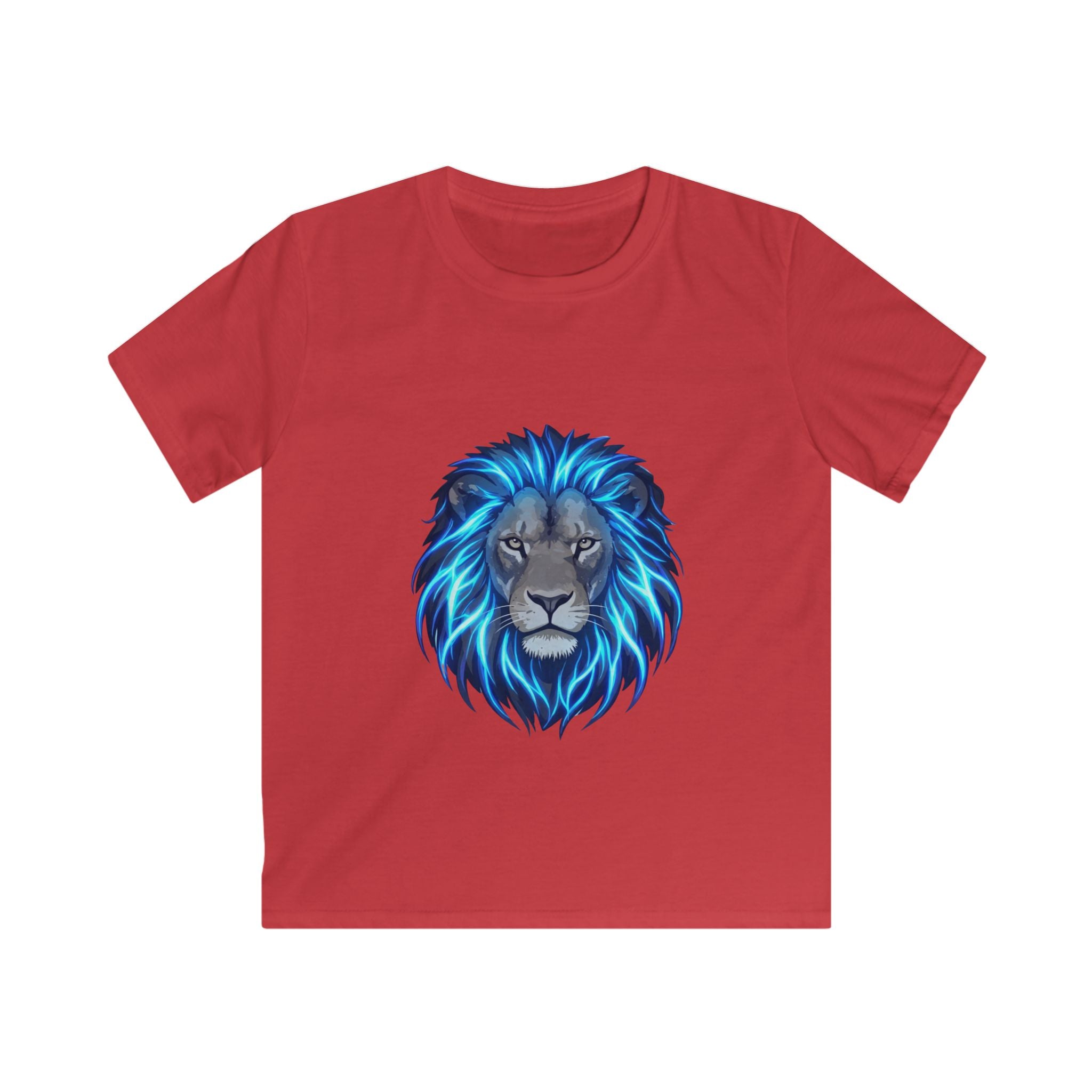 Kids Lion T‑Shirt — Blue Neon Mane Graphic Tee for Boys & Girls