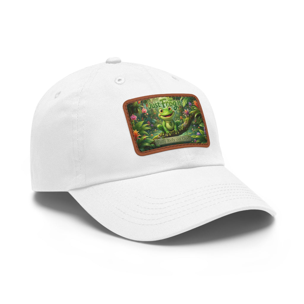 Frog Patch Dad Hat — 'Just Frog It' Leather Patch Baseball Cap