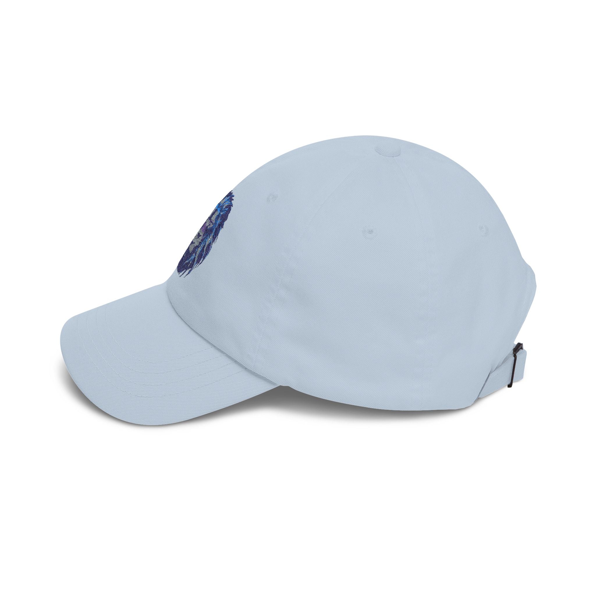 Lion Head Dad Cap — Blue Watercolor Embroidered Baseball Hat