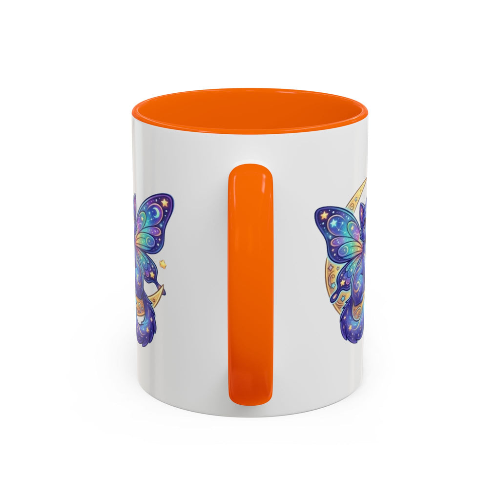 Cosmic Kitty Accent Coffee Mug — Magical Moon & Planets Cat Design (11/15oz)