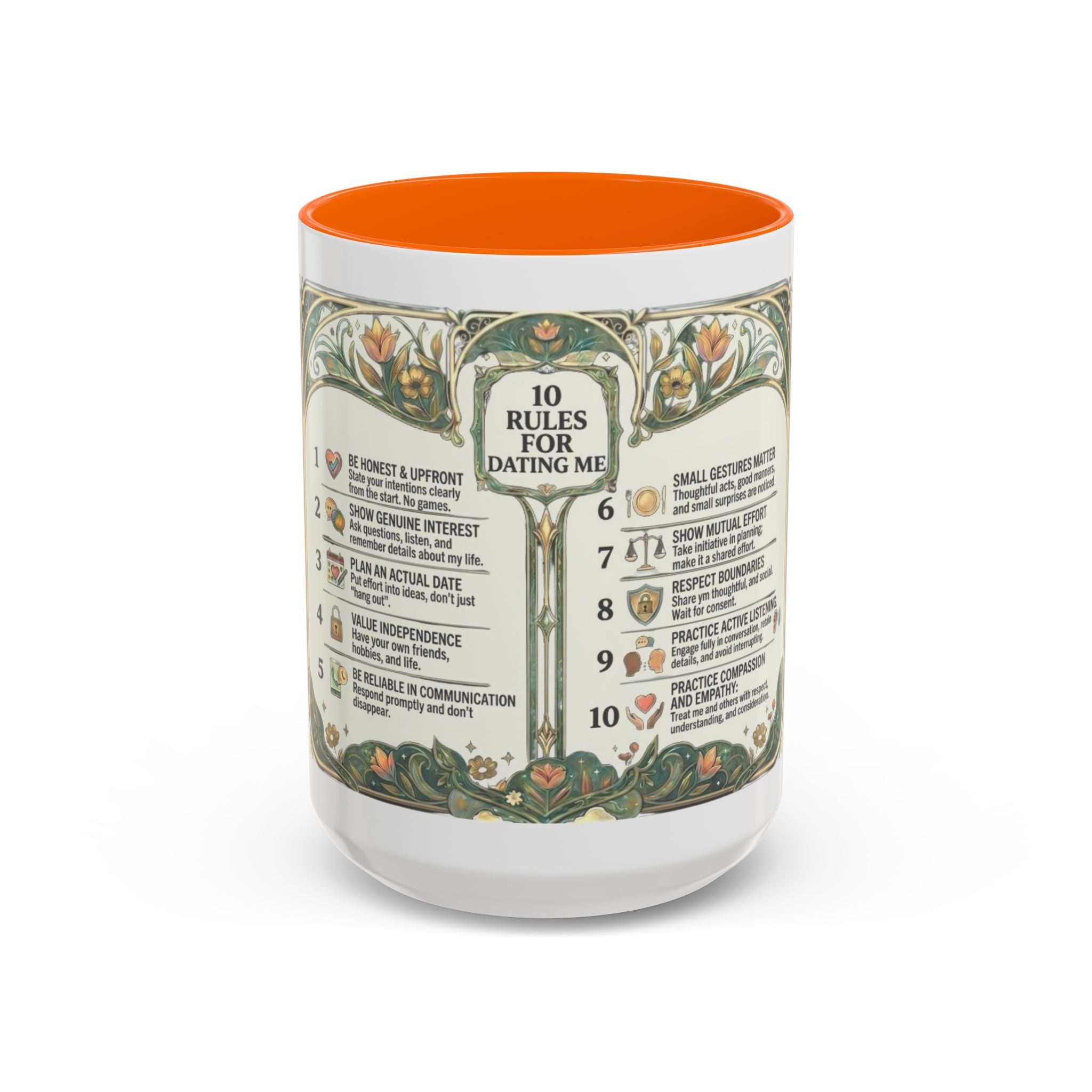 Accent Mug — '10 Rules for Dating Me' Decorative Coffee Cup