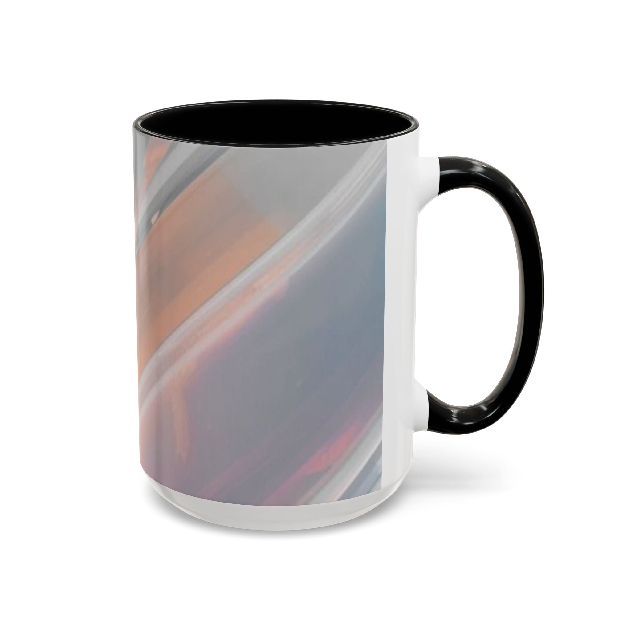 Abstract Peach Swirl Accent Coffee Mug — Modern Aesthetic Ceramic Mug