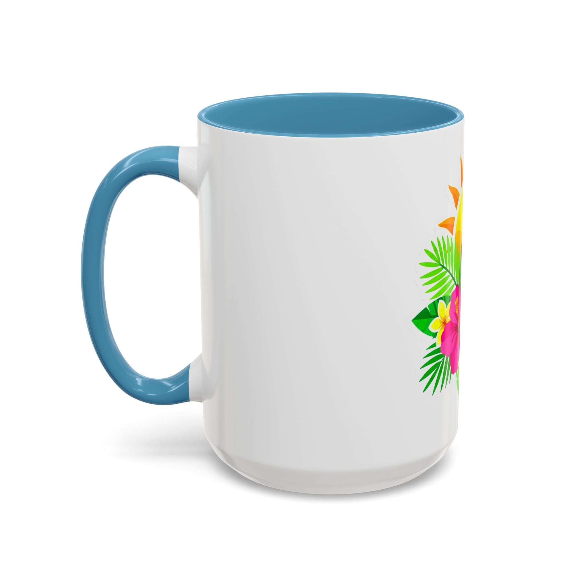Tropical Sunrise Coffee Mug — Hibiscus Floral Travel Coffee Cup (11/15oz)