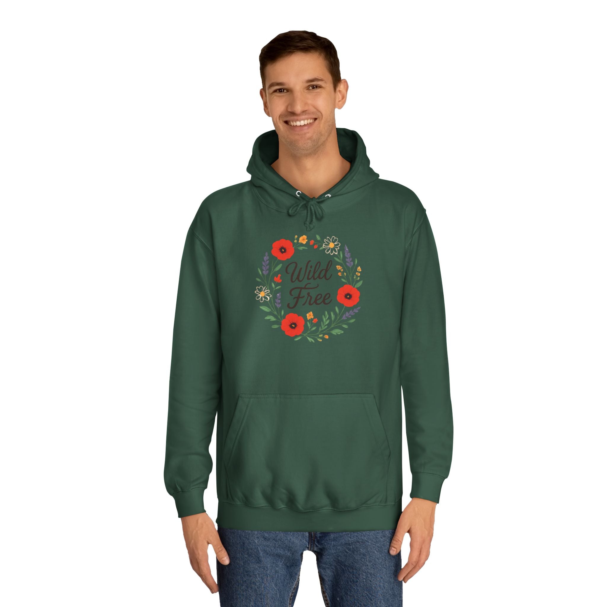 Wild & Free Floral Hoodie — Women's Boho Inspirational Sweatshirt