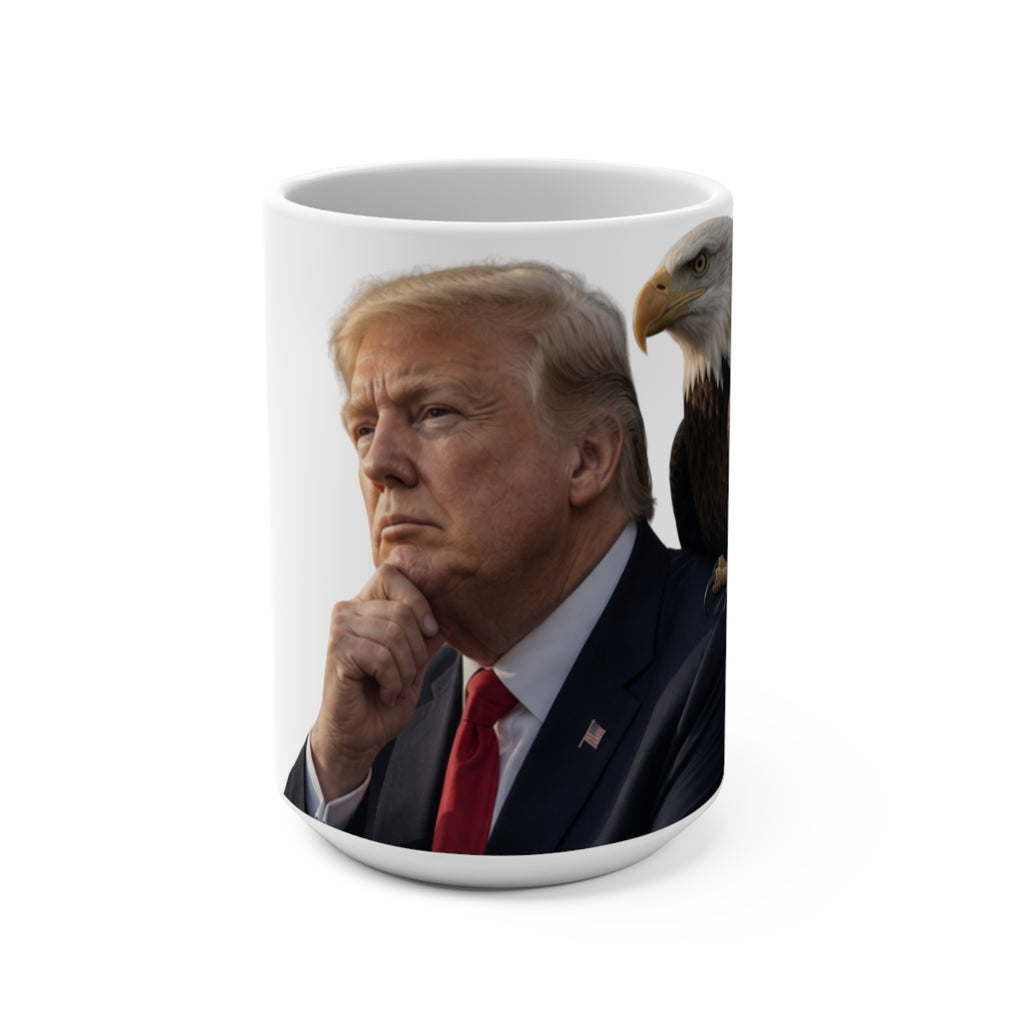 Patriotic Leader & Bald Eagle Ceramic Mug — 15 oz