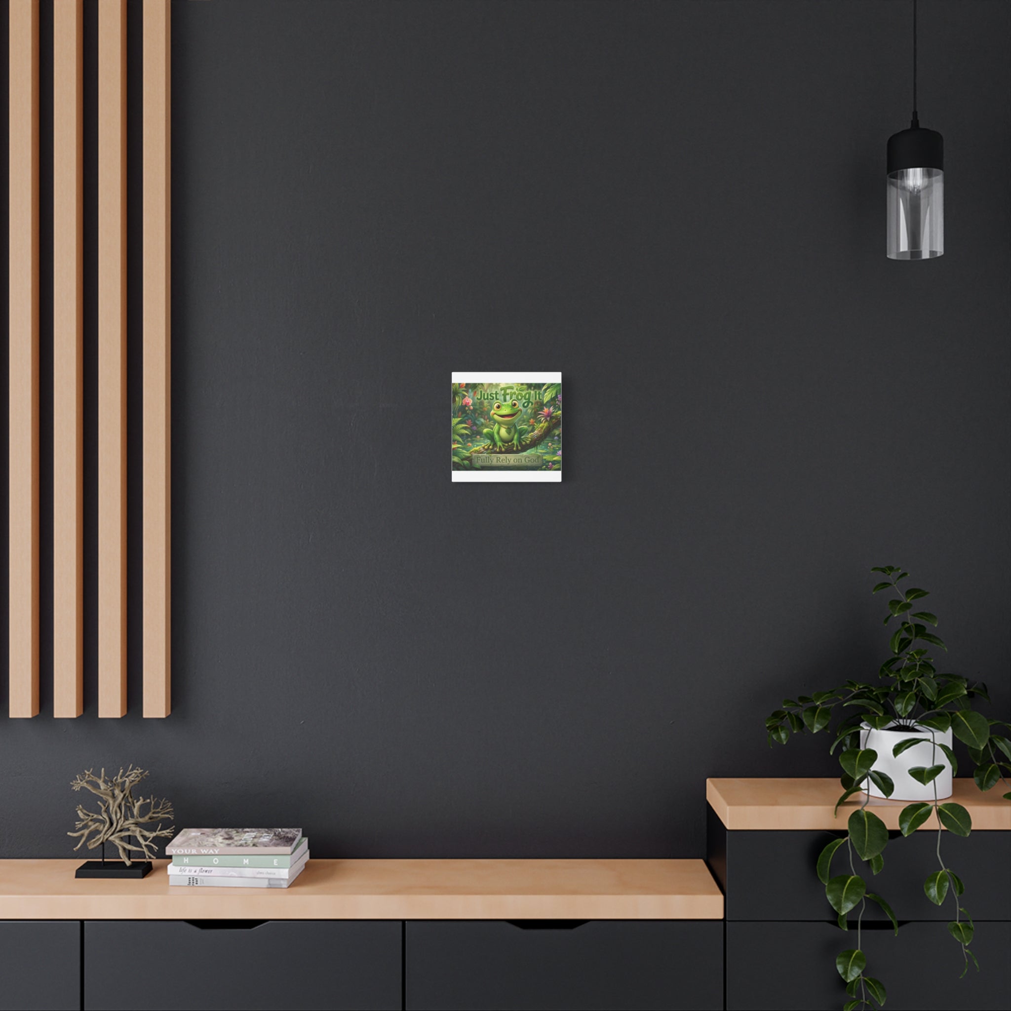 Just Frog It Canvas Wall Art — "Fully Rely on God" Inspirational Frog Print