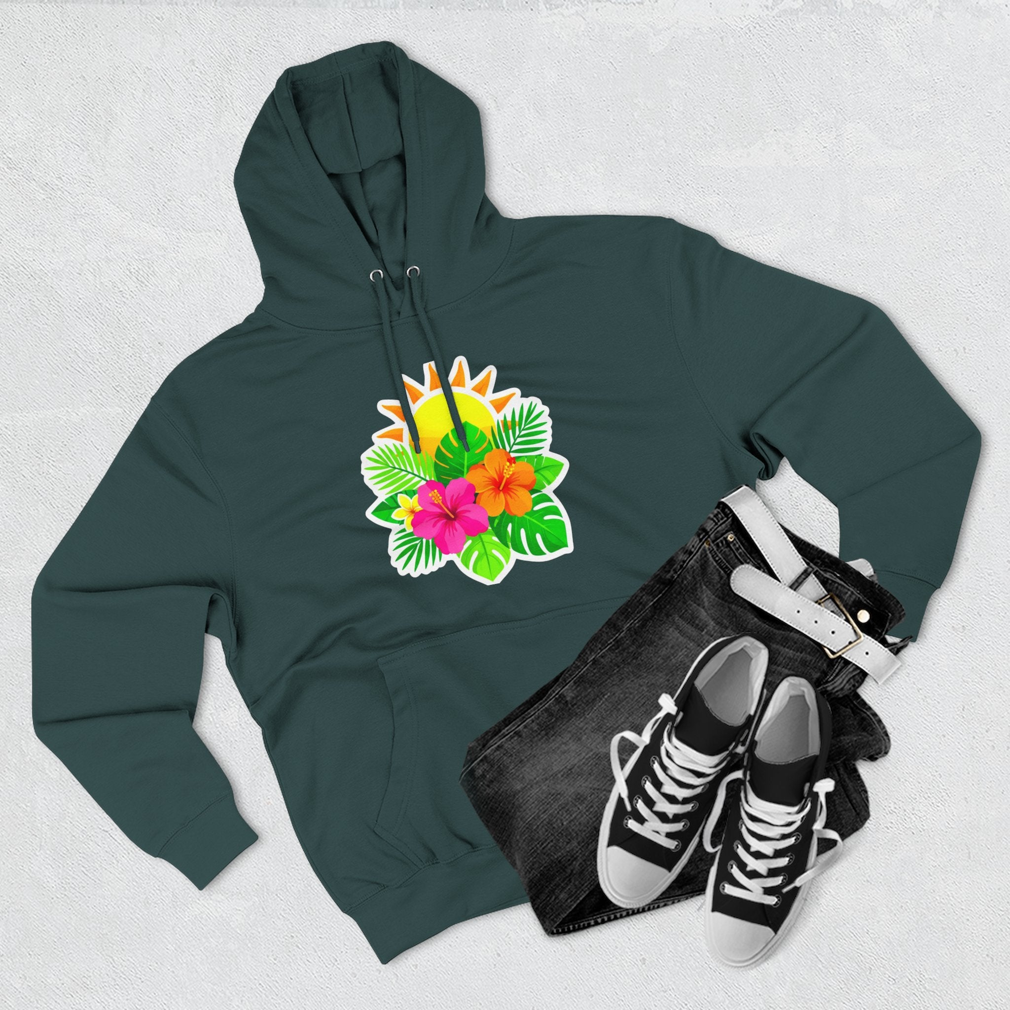 Tropical Hibiscus Hoodie — Sun & Palm Floral Pullover