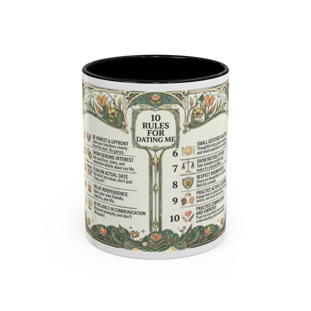 Accent Mug — '10 Rules for Dating Me' Decorative Coffee Cup
