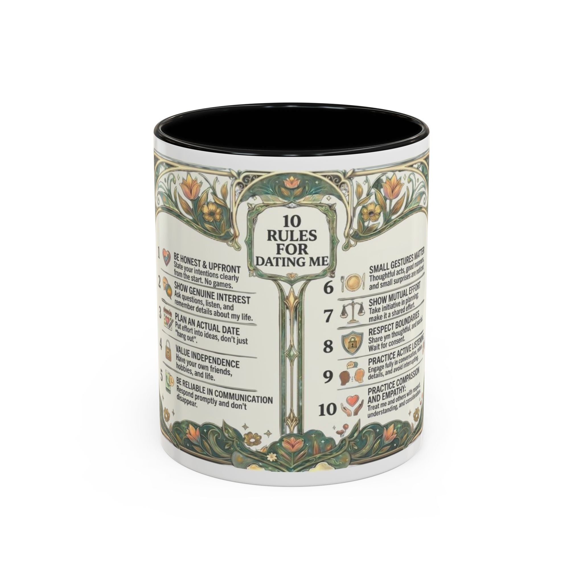 Accent Mug — '10 Rules for Dating Me' Decorative Coffee Cup