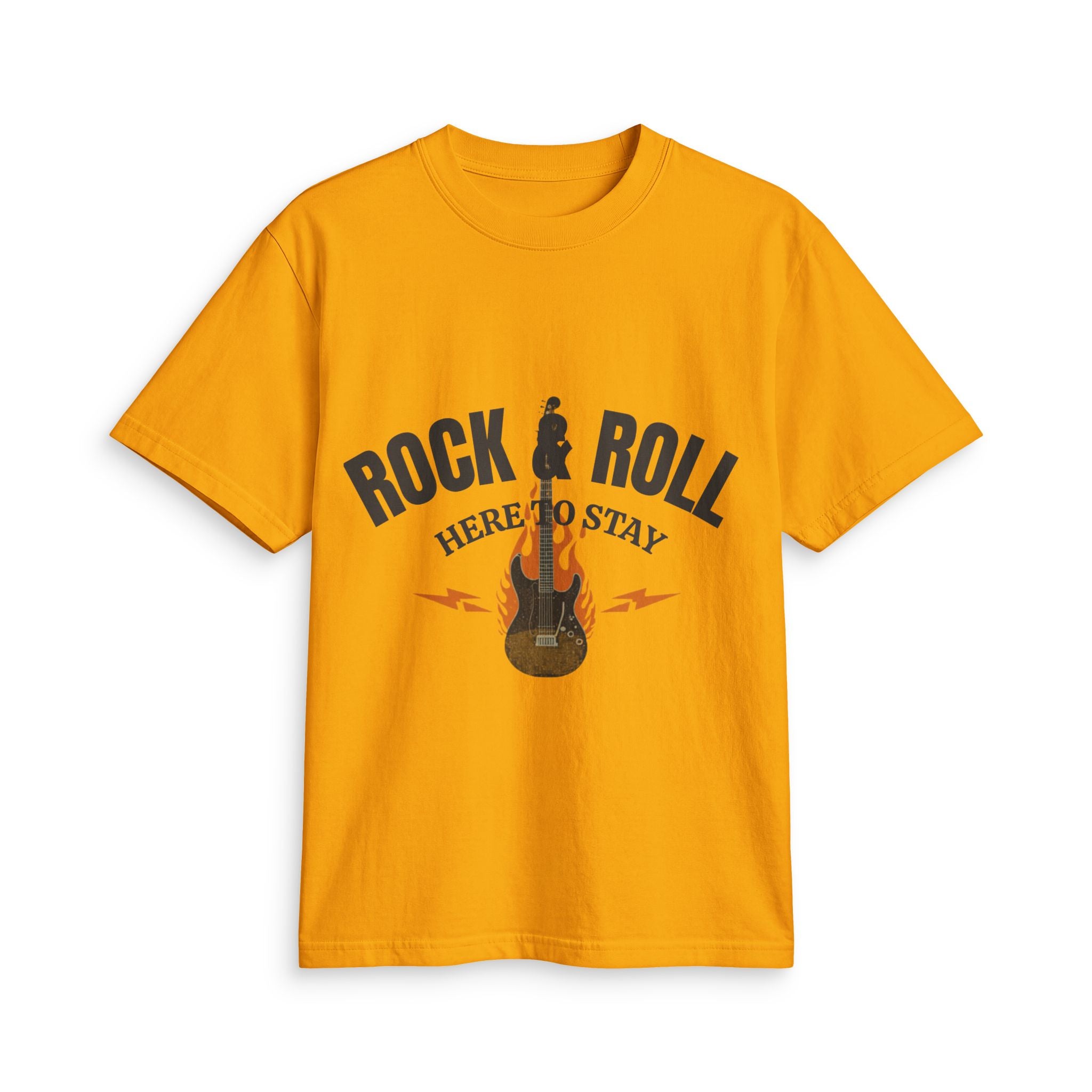 Rock & Roll Guitar Tee — "Rock & Roll Here to Stay" Graphic T-Shirt