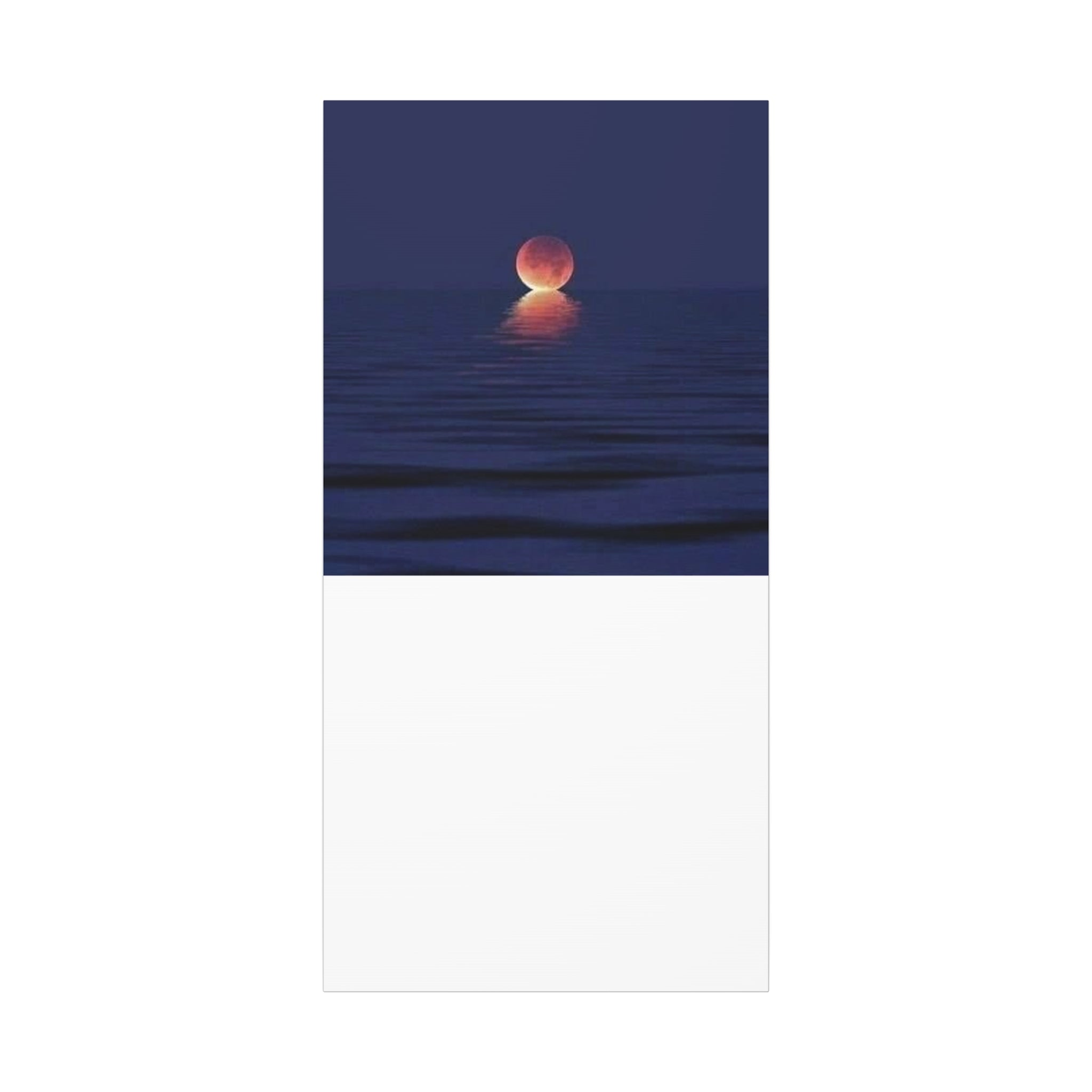 Lunar Reflection Canvas Art — Moonrise Over Calm Sea Stretched Matte Wall Art