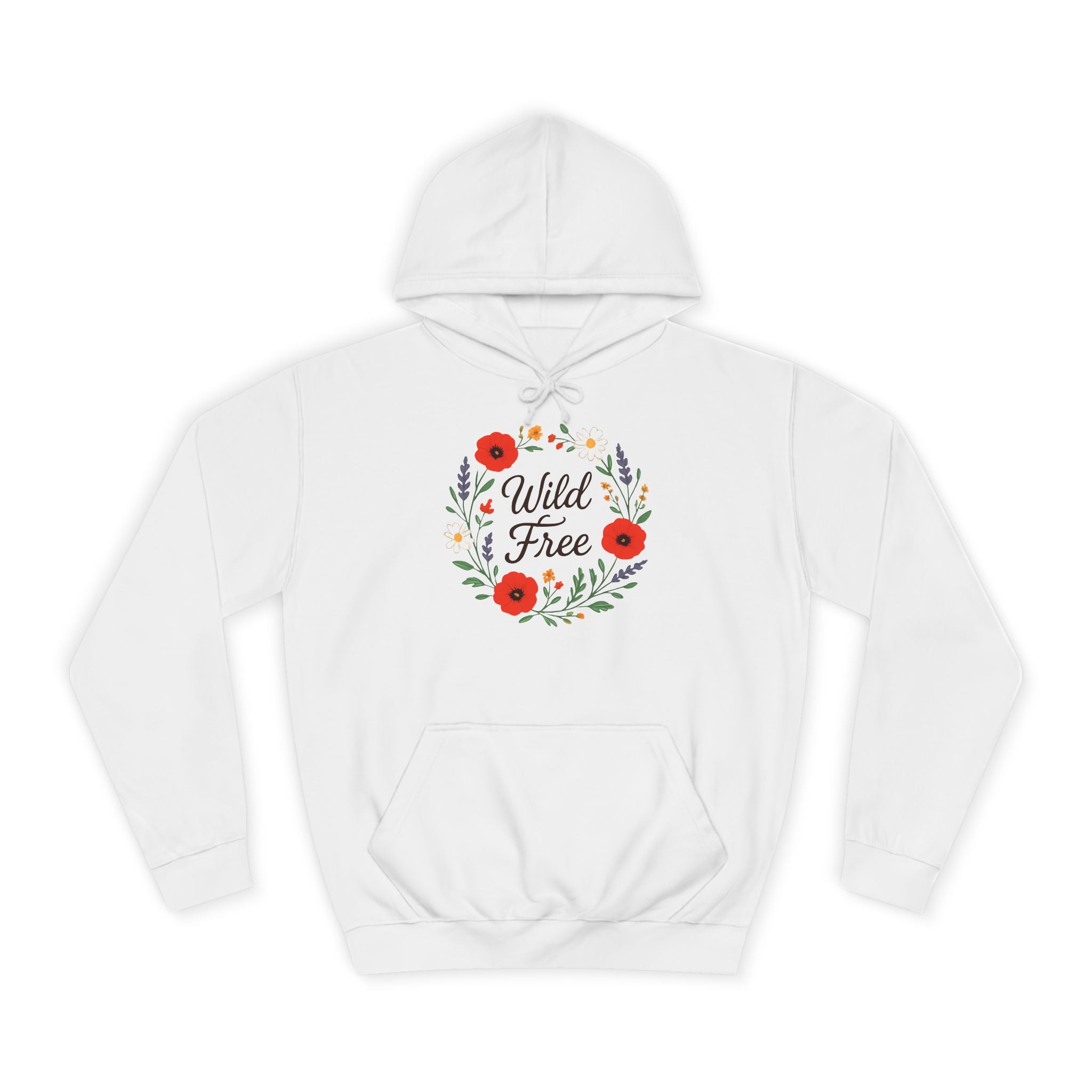 Wild & Free Floral Hoodie — Women's Boho Inspirational Sweatshirt