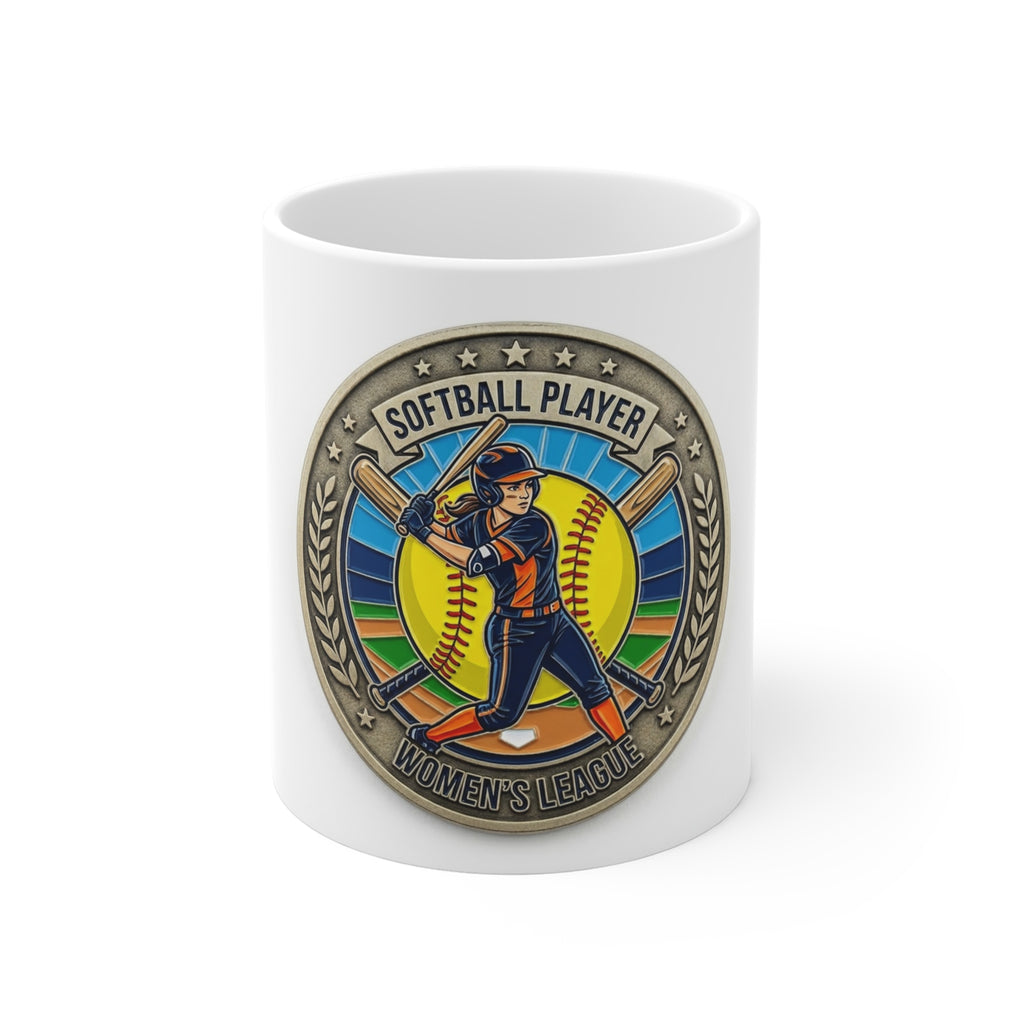 Softball Player 11oz Mug — Women's League Baseball Style Coffee Cup